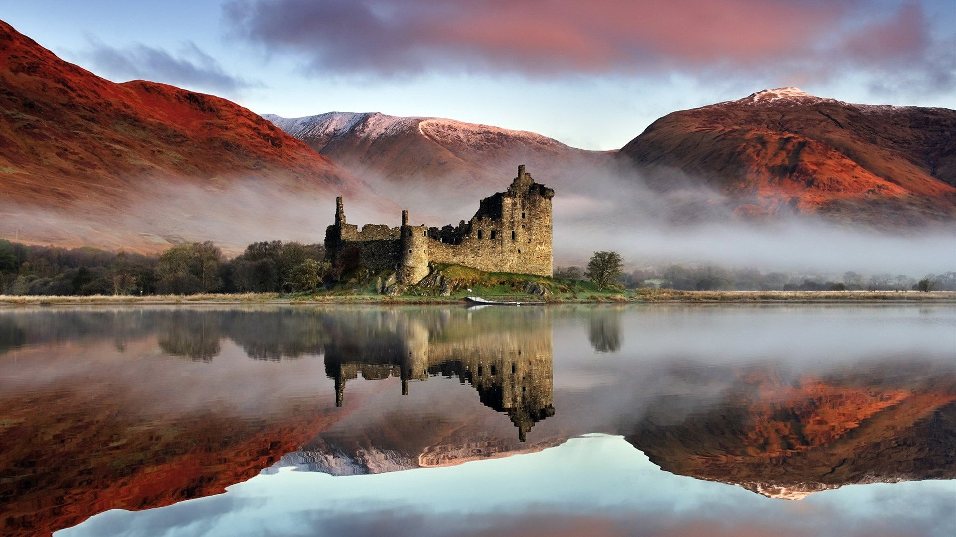 自然风光 城堡 雾