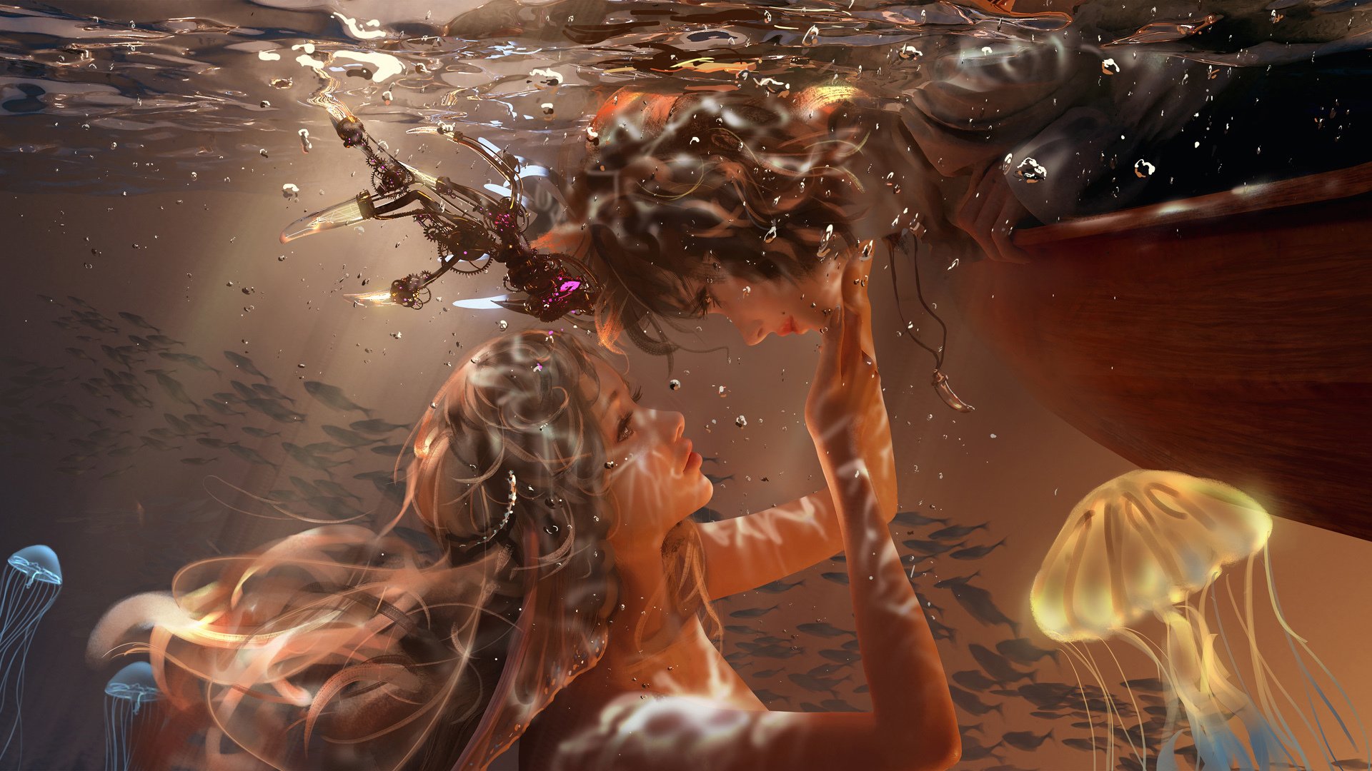 动漫 美女 水中 唯美