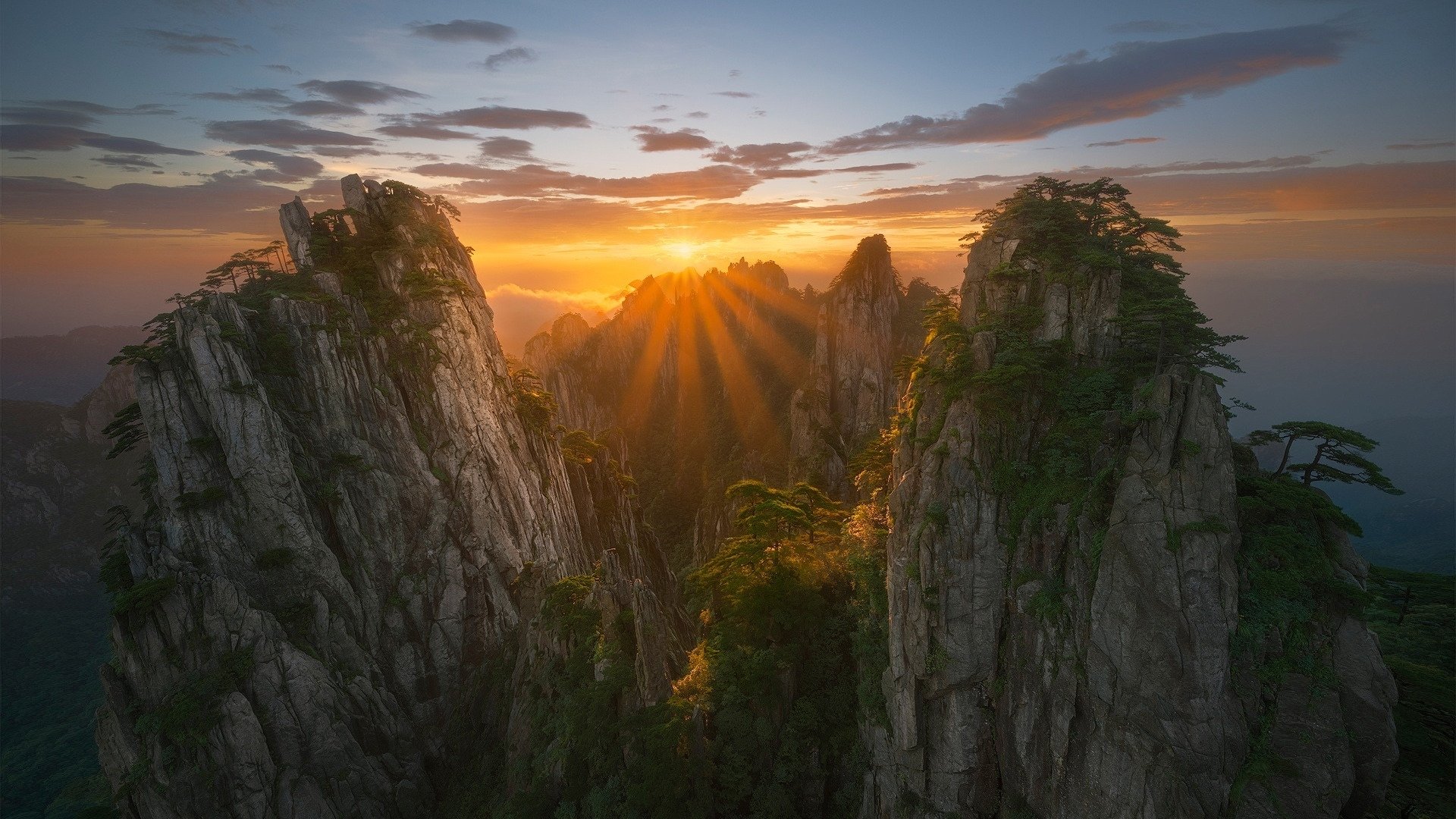 自然风光 高山 日出 日落