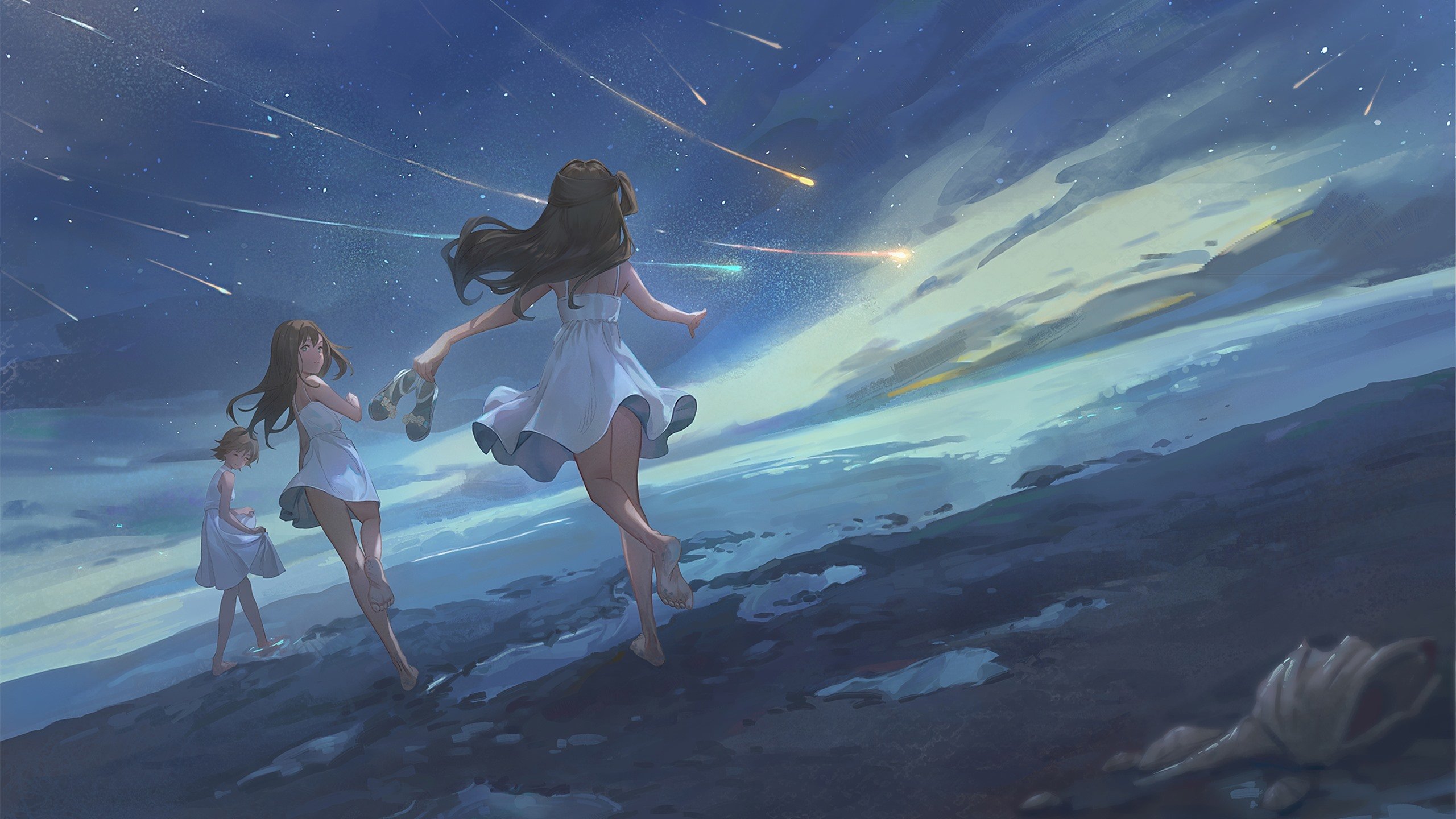 二次元 流星 奔跑 星空 追逐