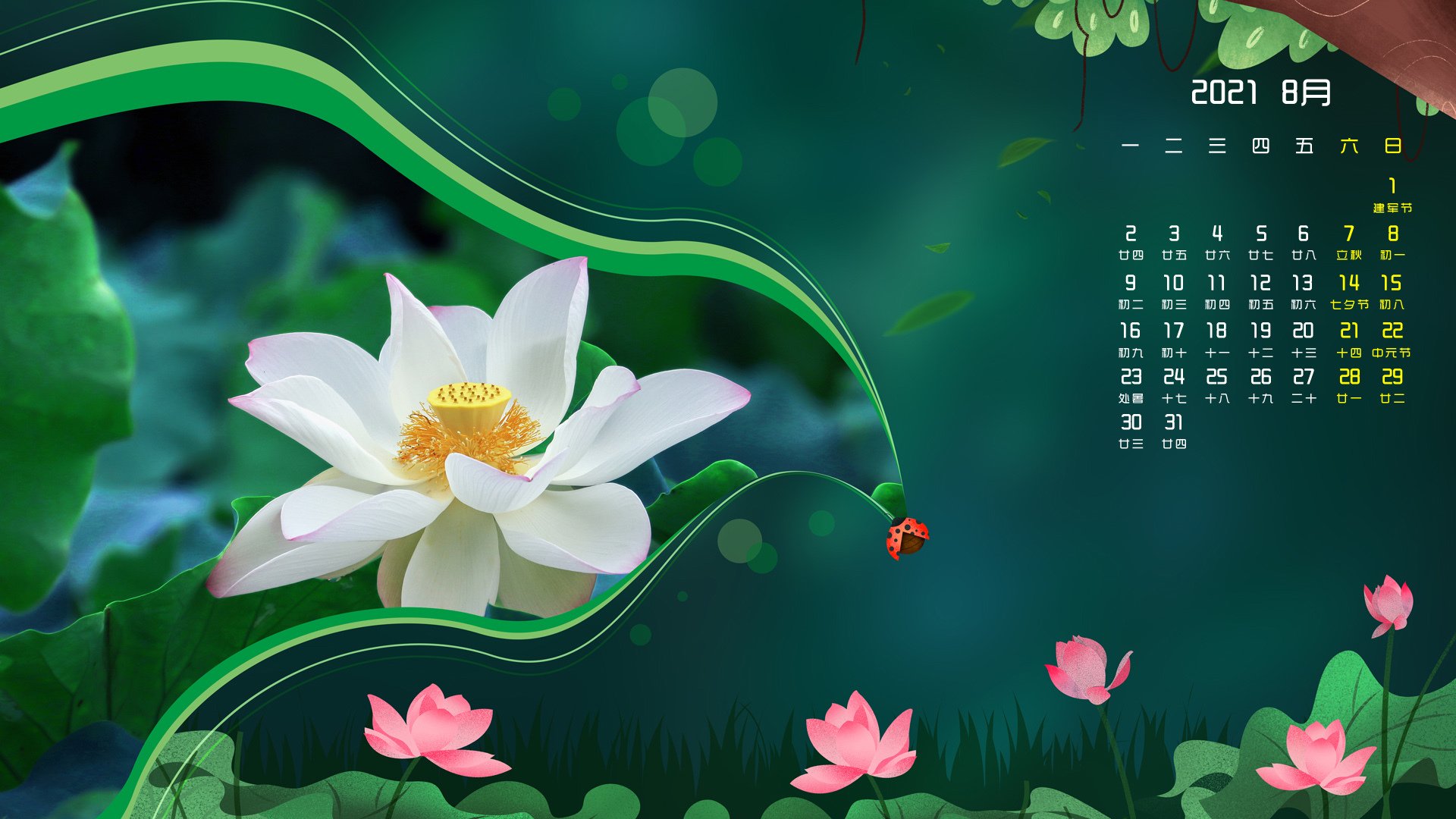 月历壁纸 8月