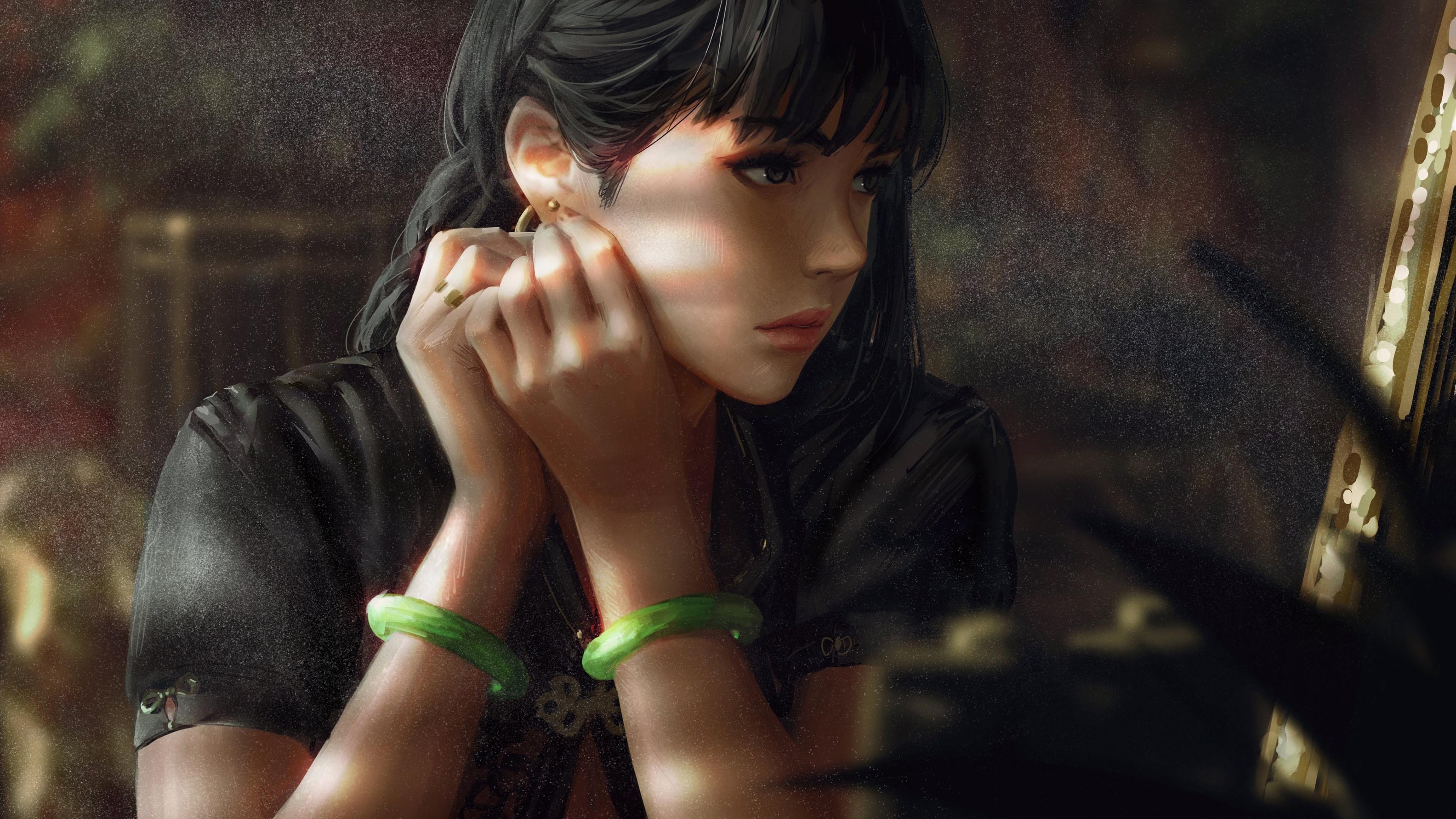 GUWEIZ 动漫女孩 美女 上耳环 人物插画