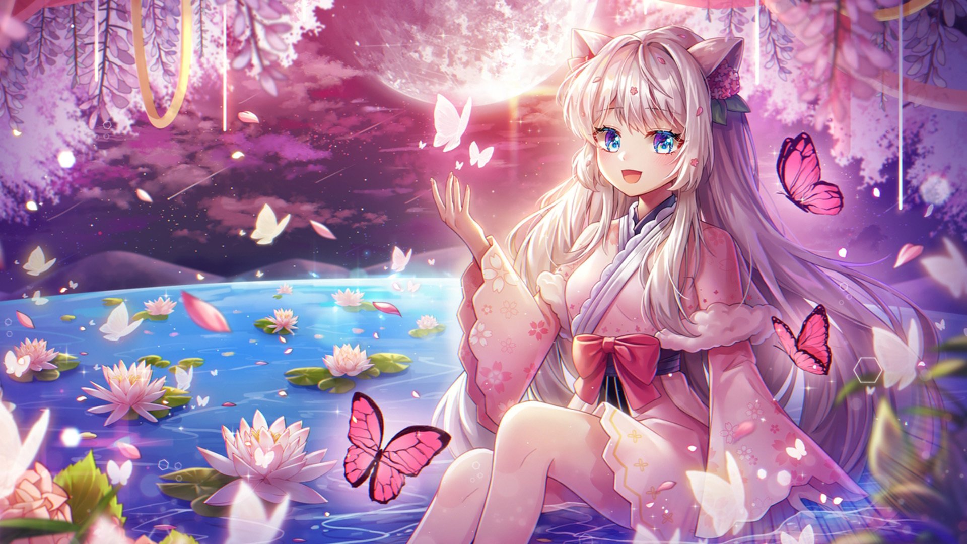 卡通人物 蝴蝶 莲花 精灵