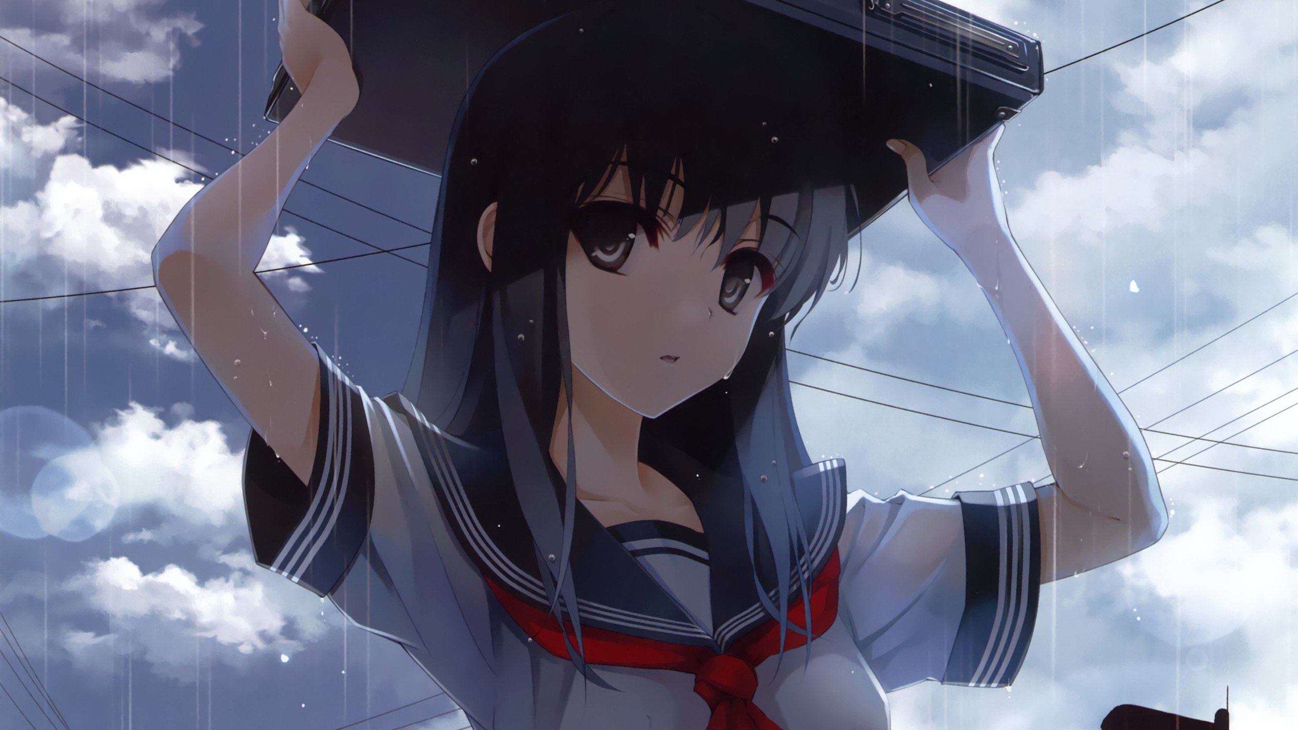 书包 下雨天 学妹 放学