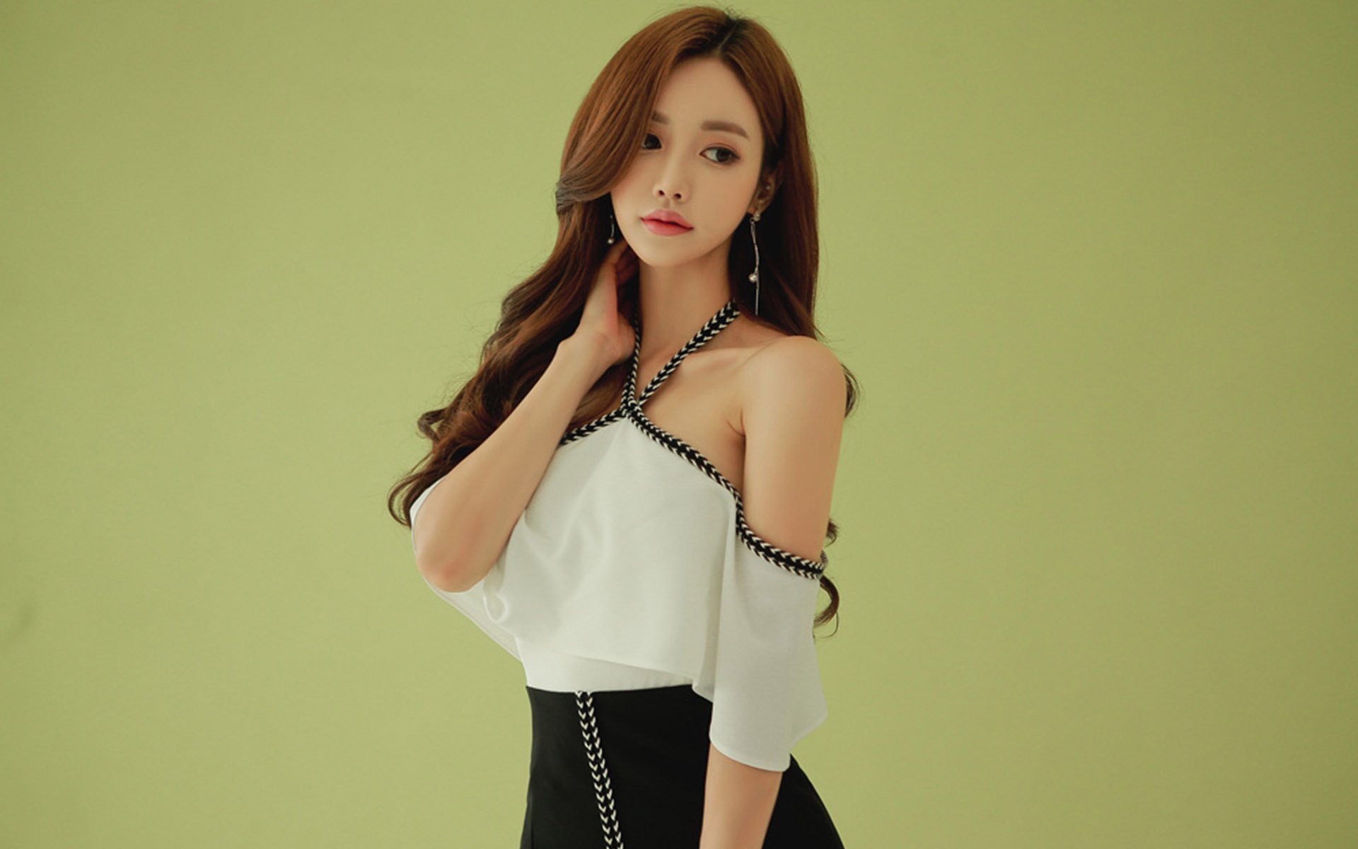 清纯 长发 美肩 露肩 女神