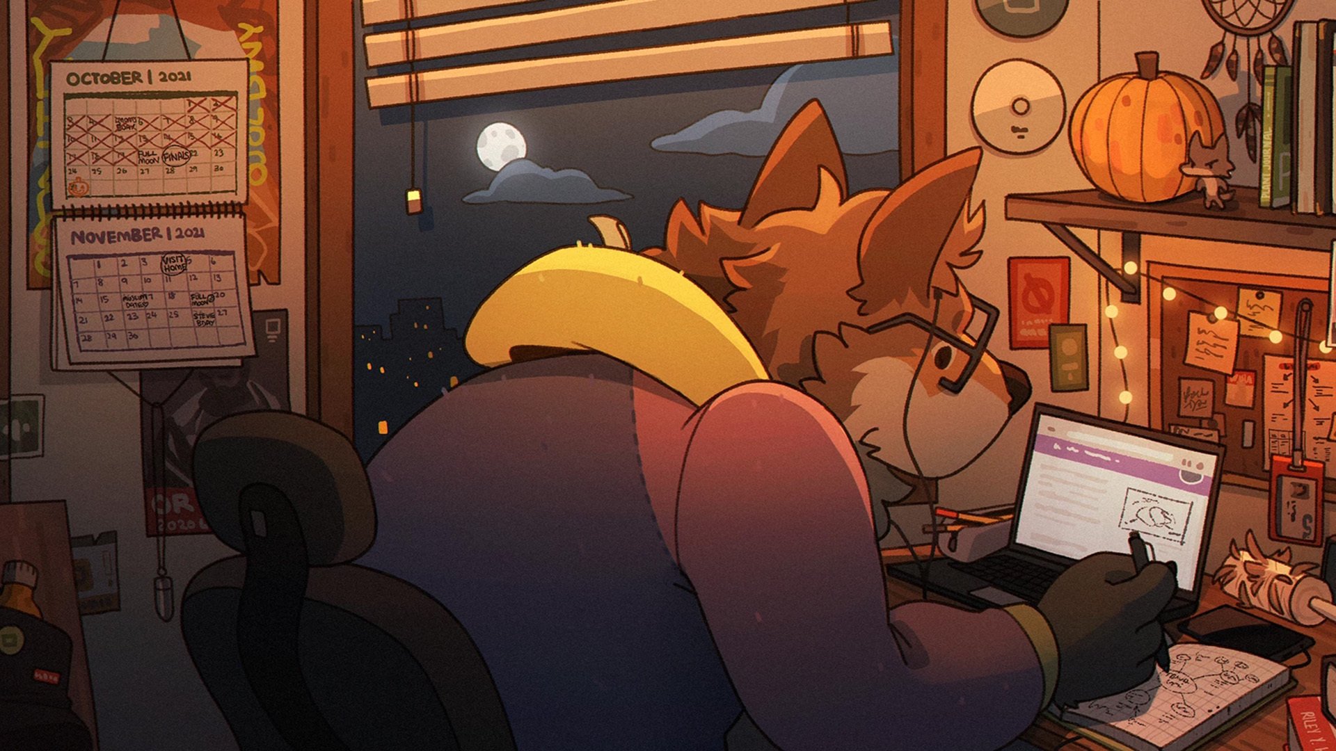 熊爸爸 深夜 日历 工作