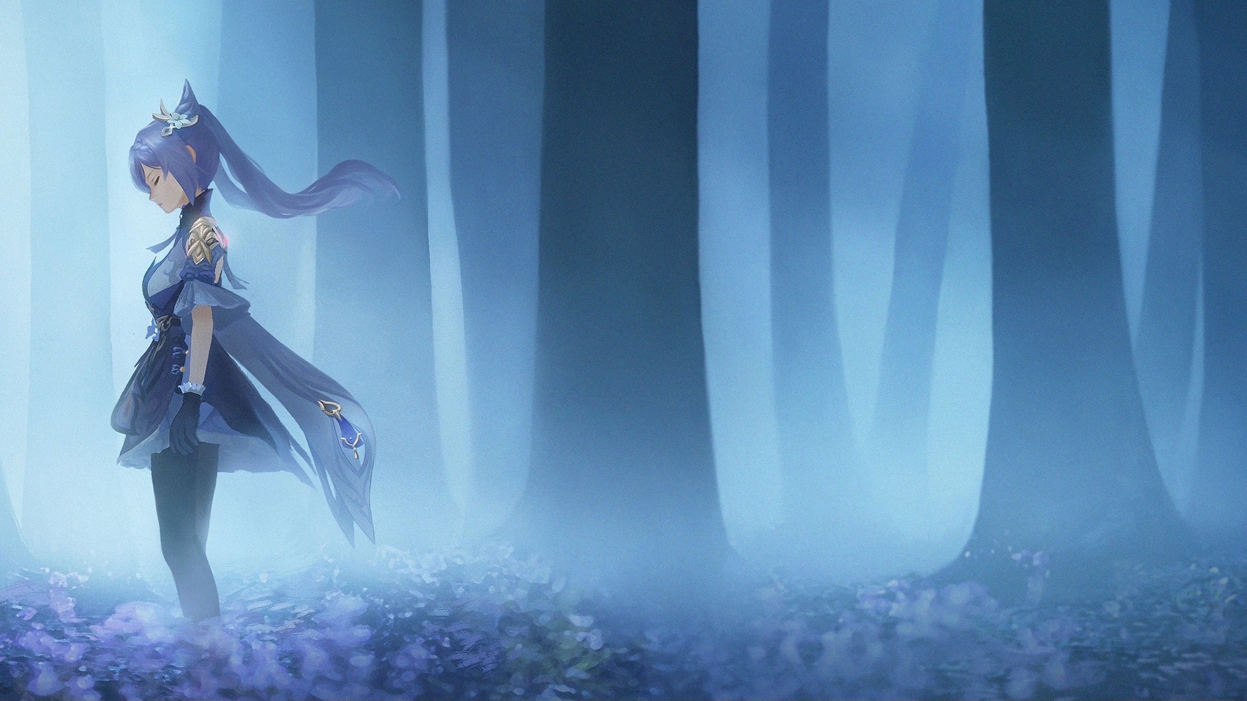 花丛 晨雾 树林 神秘