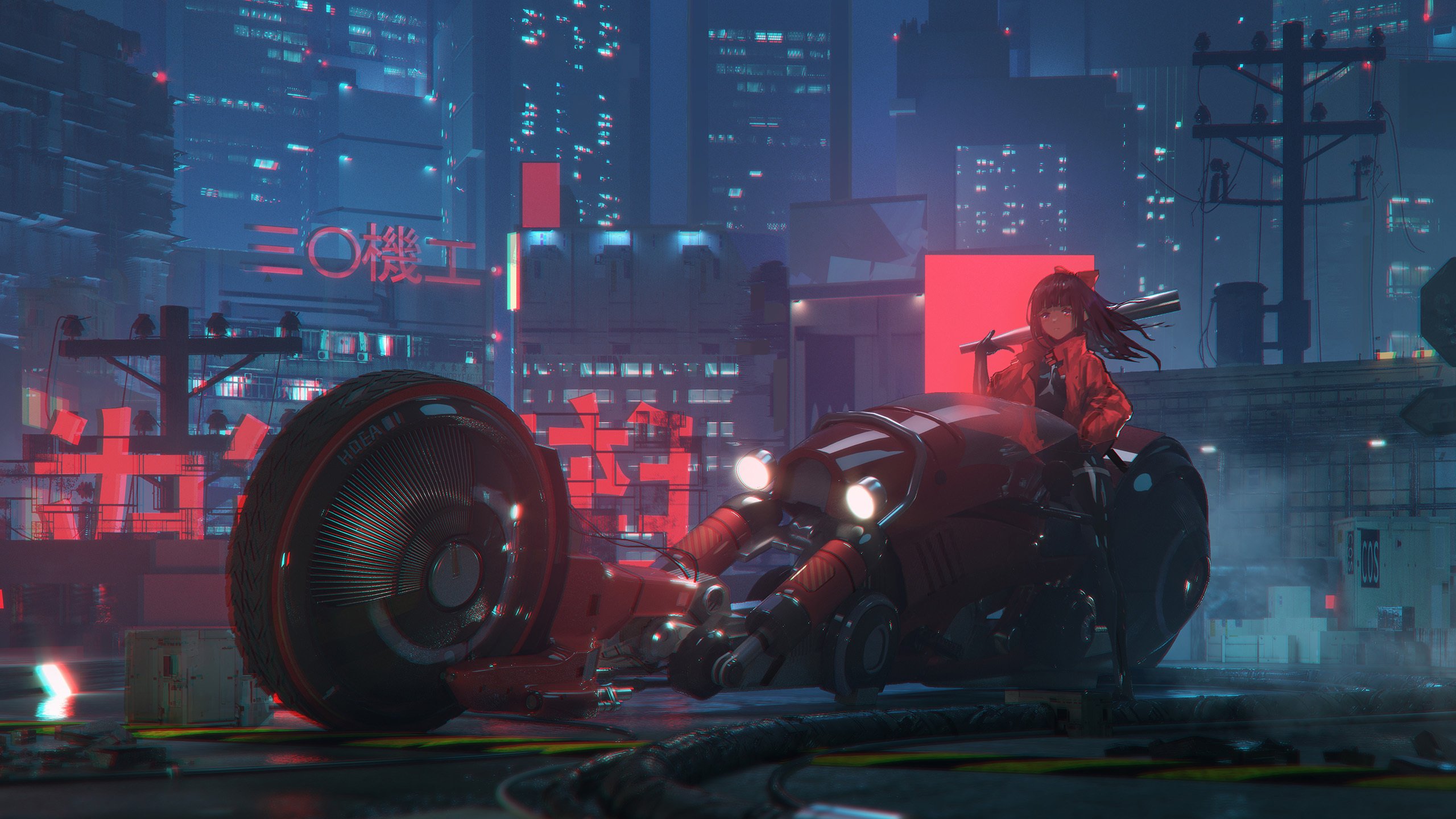 三零机工 机械 摩托 棒球棒 城市夜景