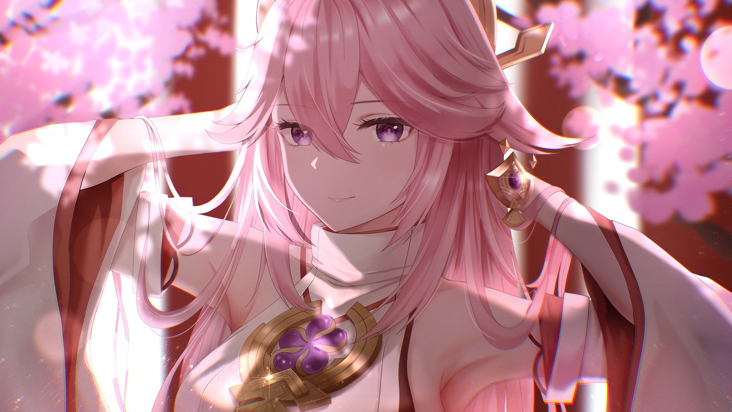 樱花飞舞 长发女孩 宝石