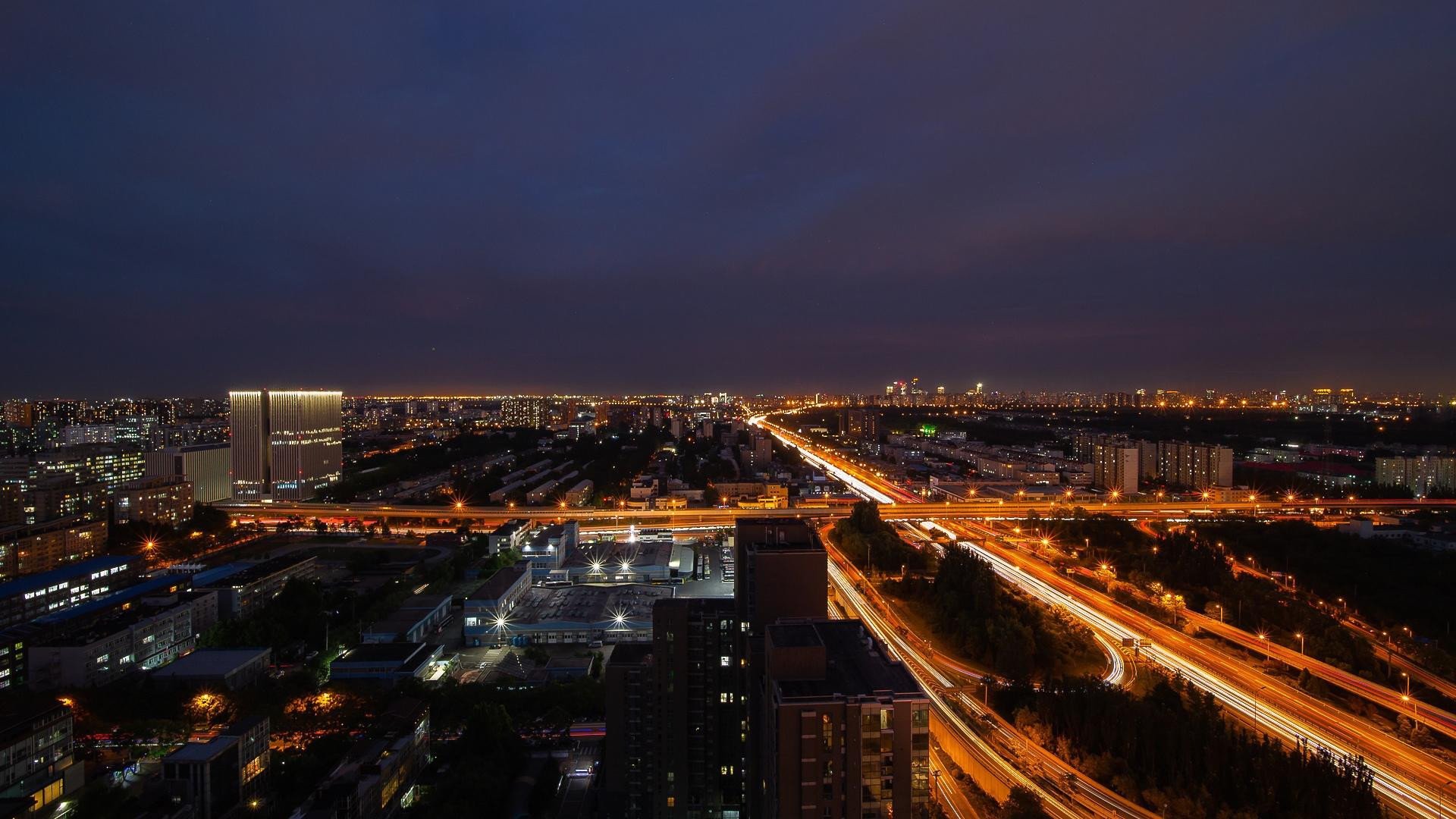 城市夜景 流光 立交桥 北京