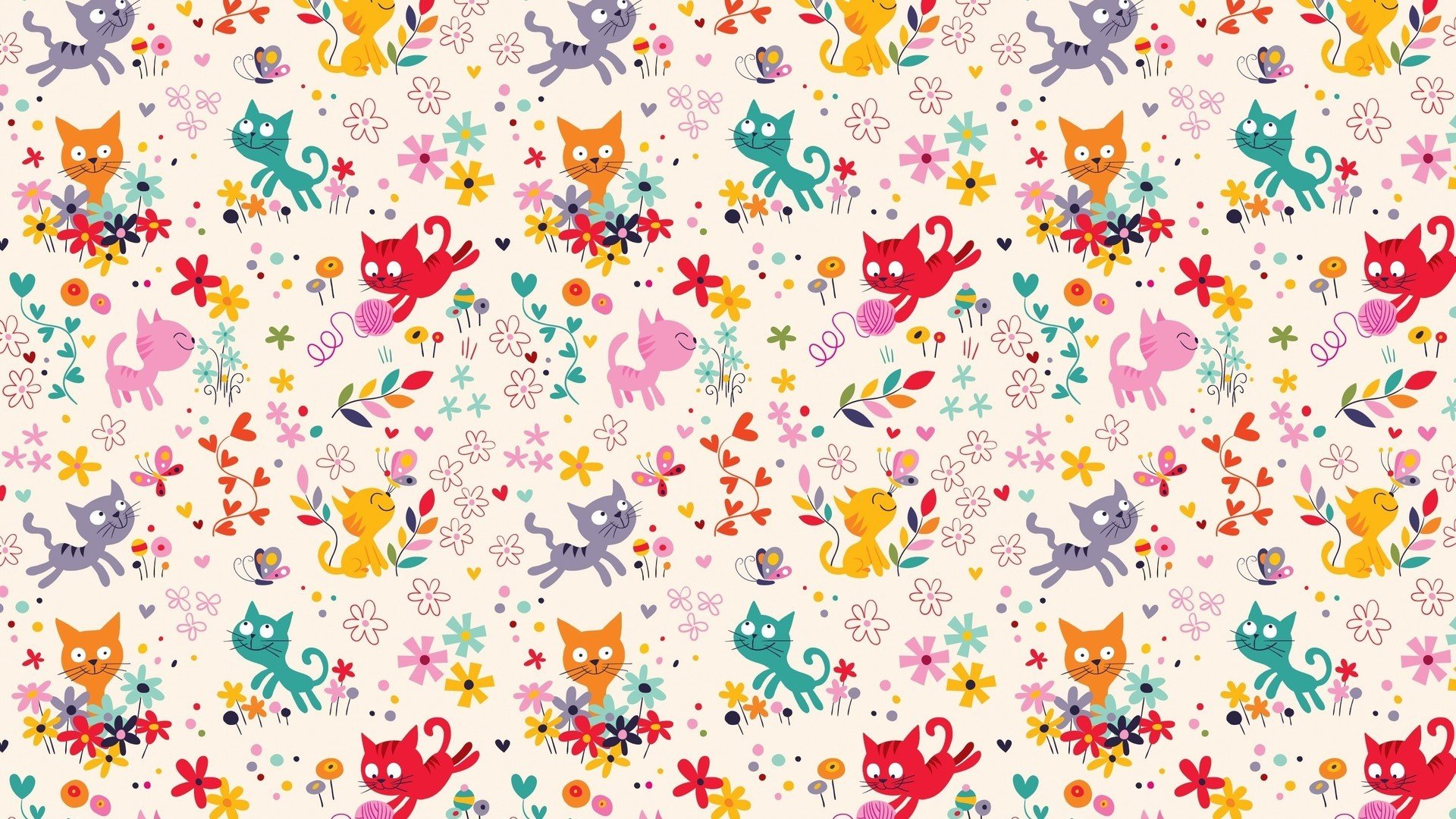 碎花 猫咪 图案
