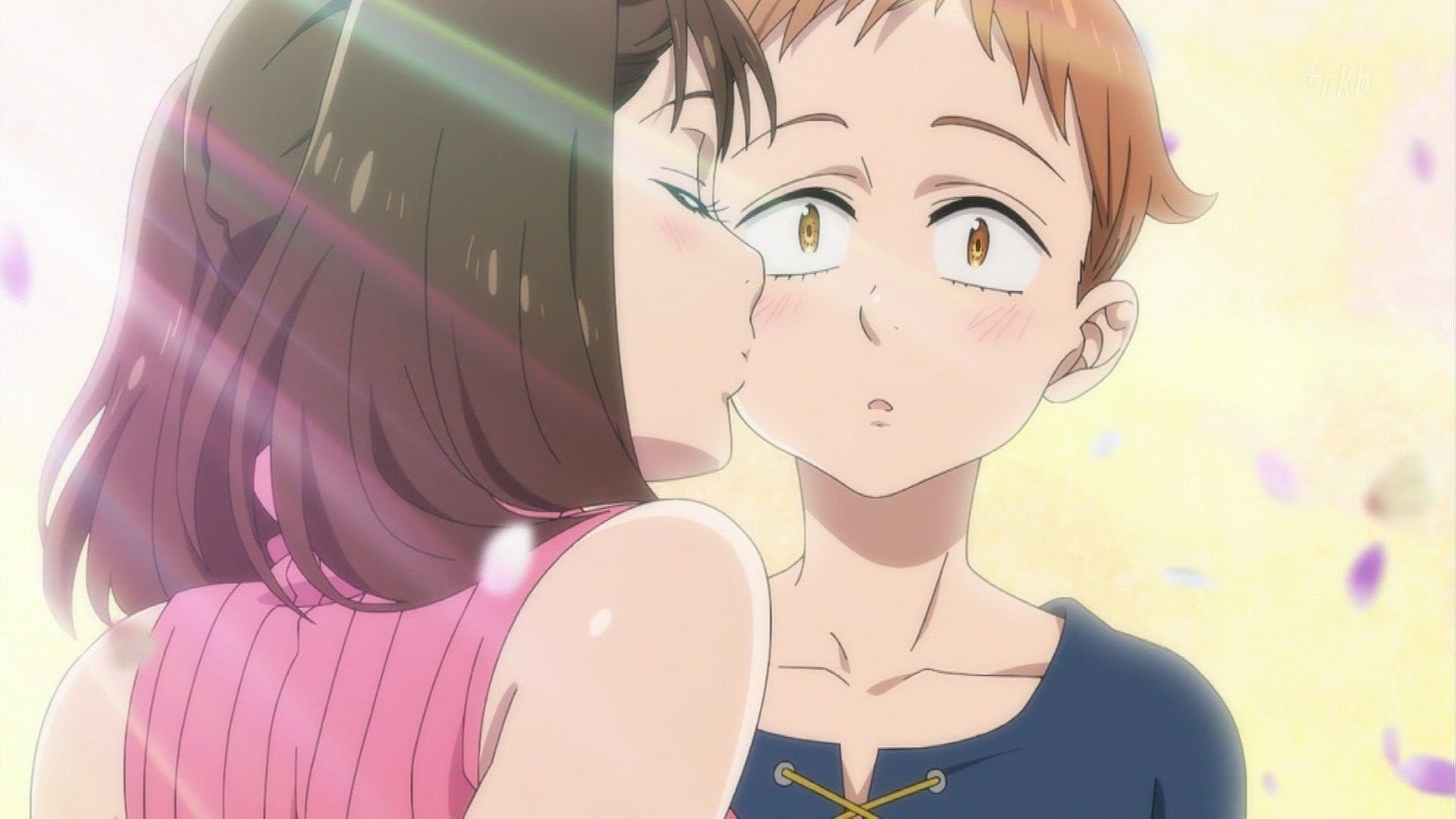 卡通人物 吻 阳光 羞涩 浪漫