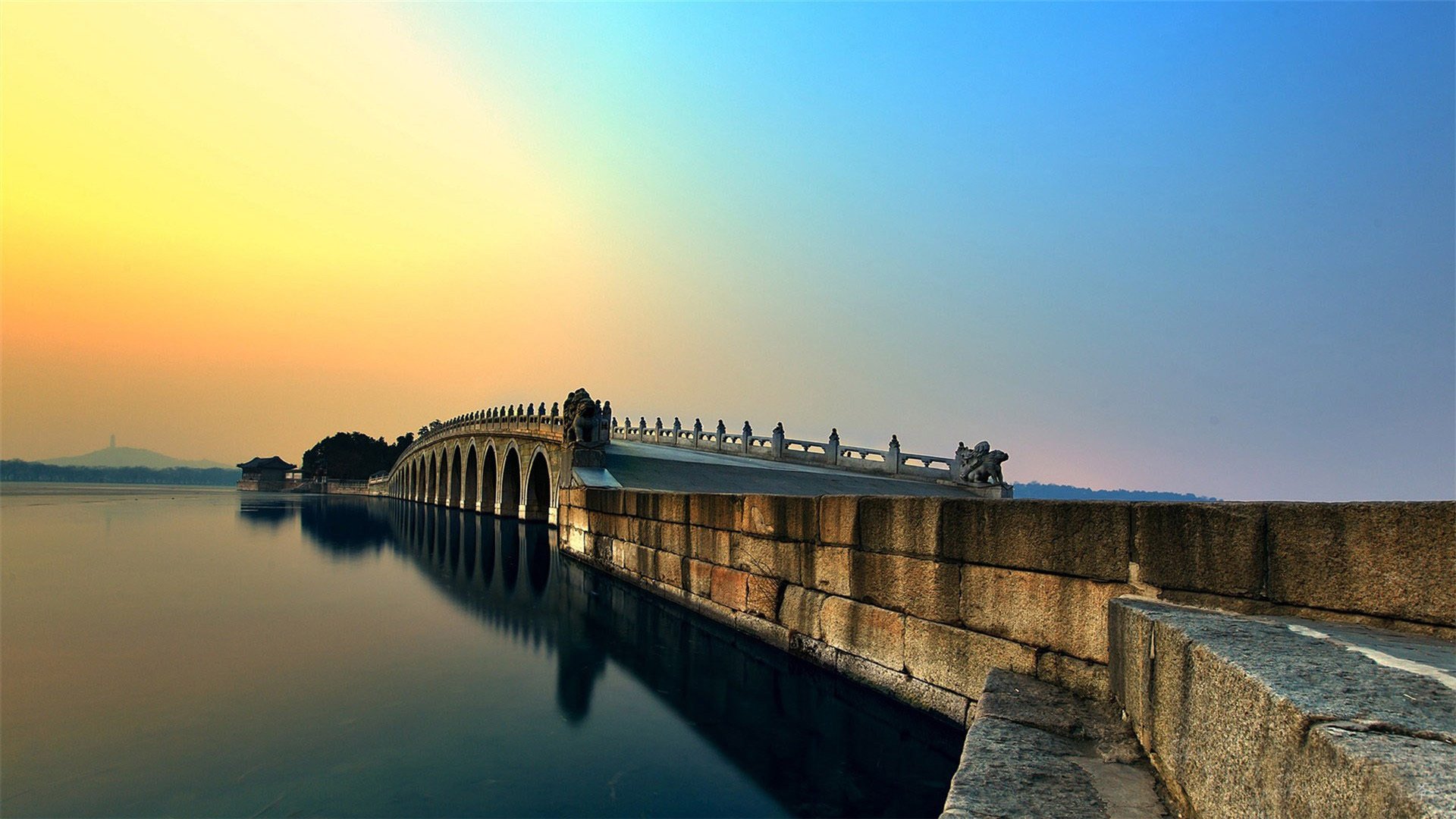 城市夜景 卢沟桥 狮子 拱桥 古迹