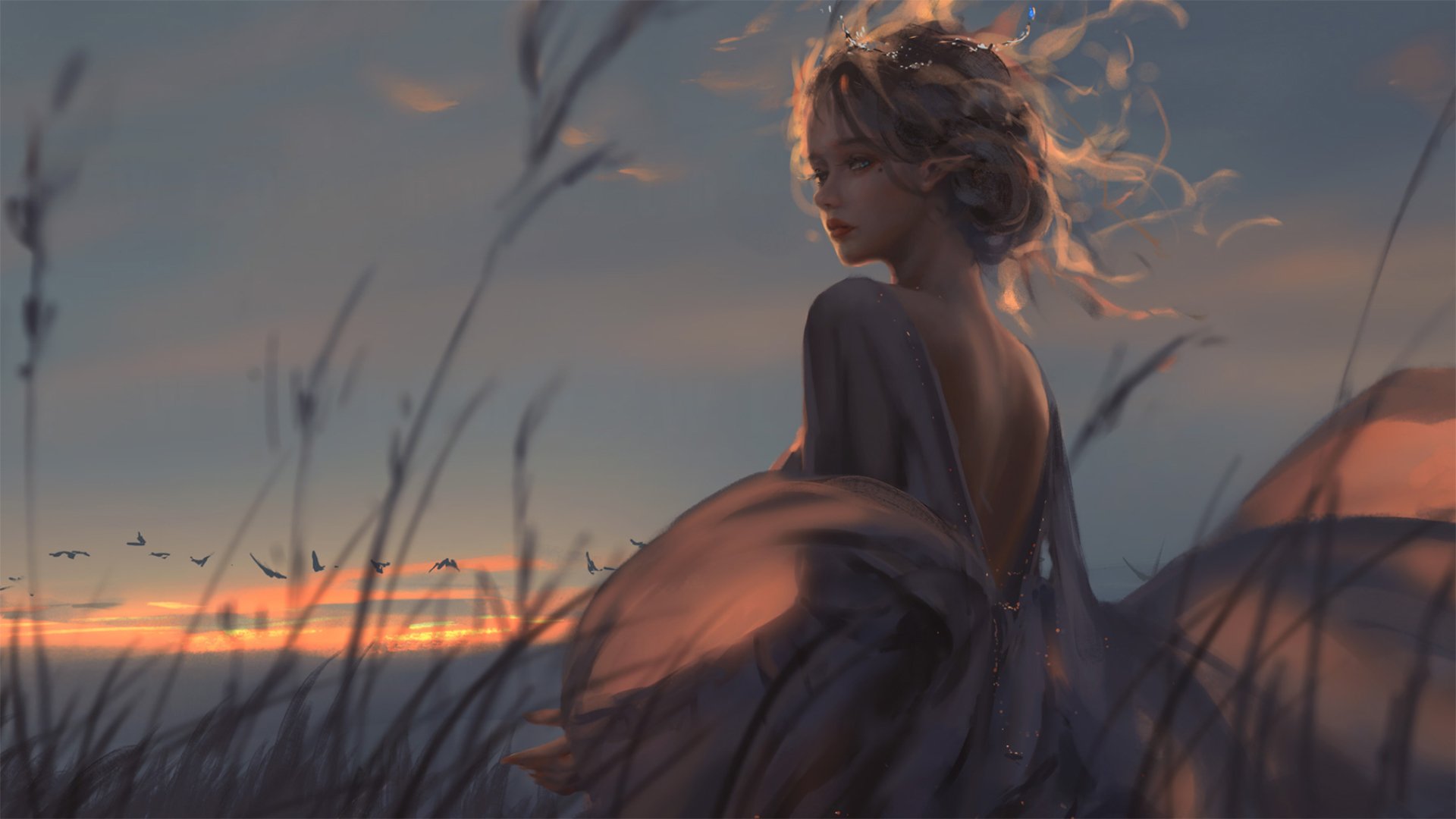 鬼刀 冰公主 芦苇 夕阳