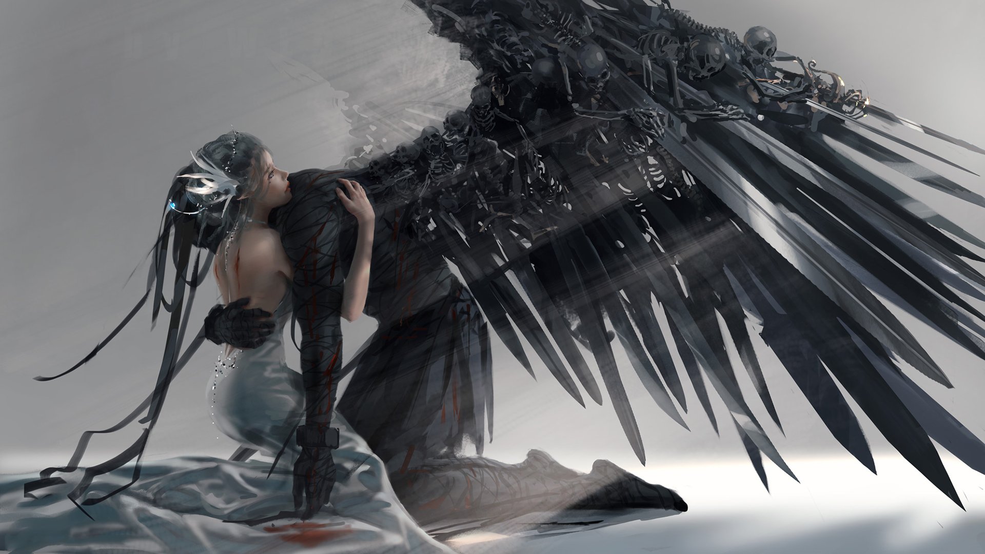 国漫 冰公主 天使 翅膀 骷髅