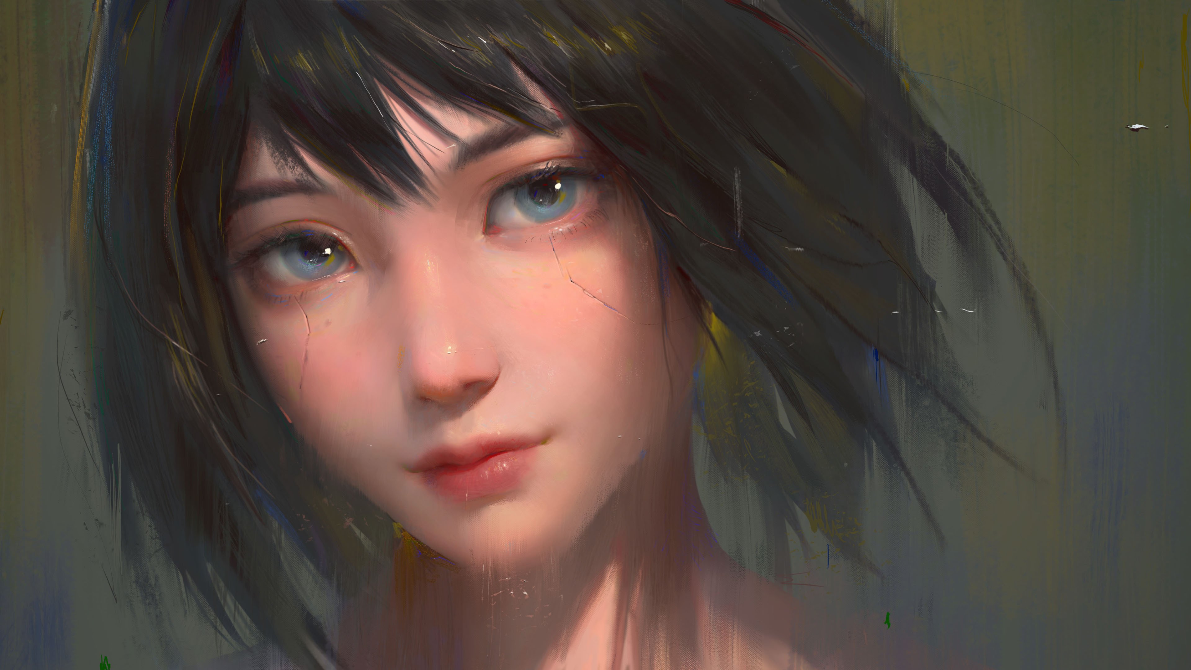 短发 女孩 脸 玻璃 疤痕