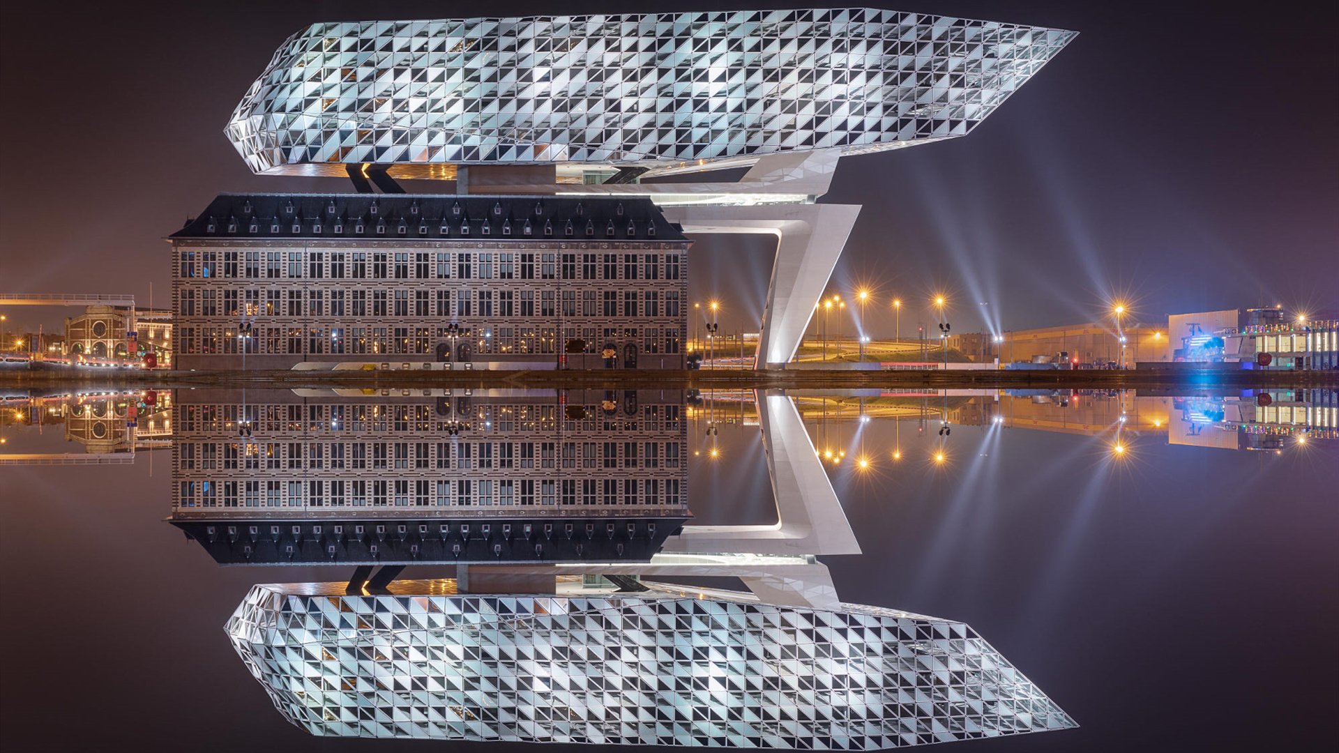 城市夜景 灯光 倒影