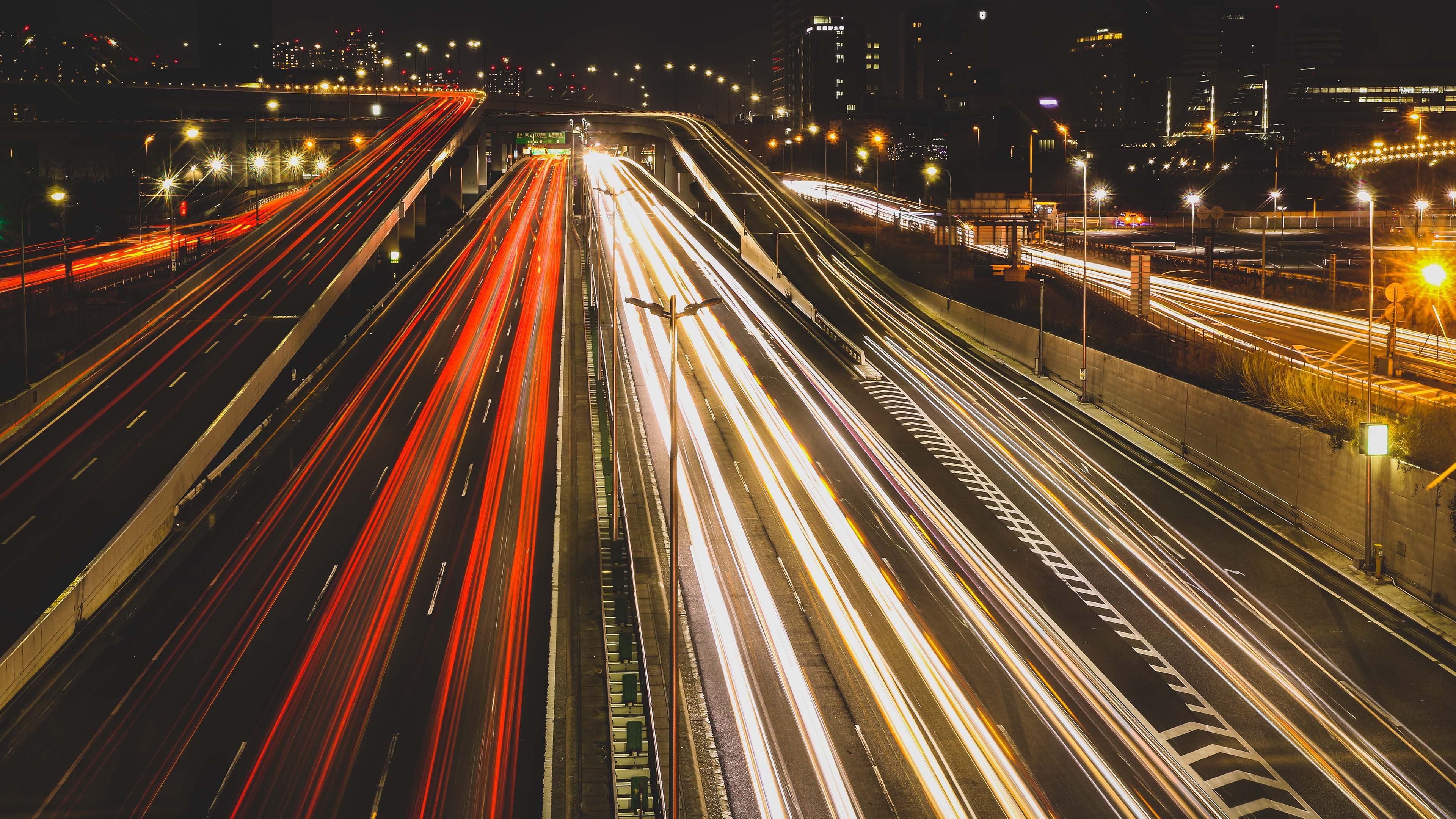城市夜景 流光 光影 公路