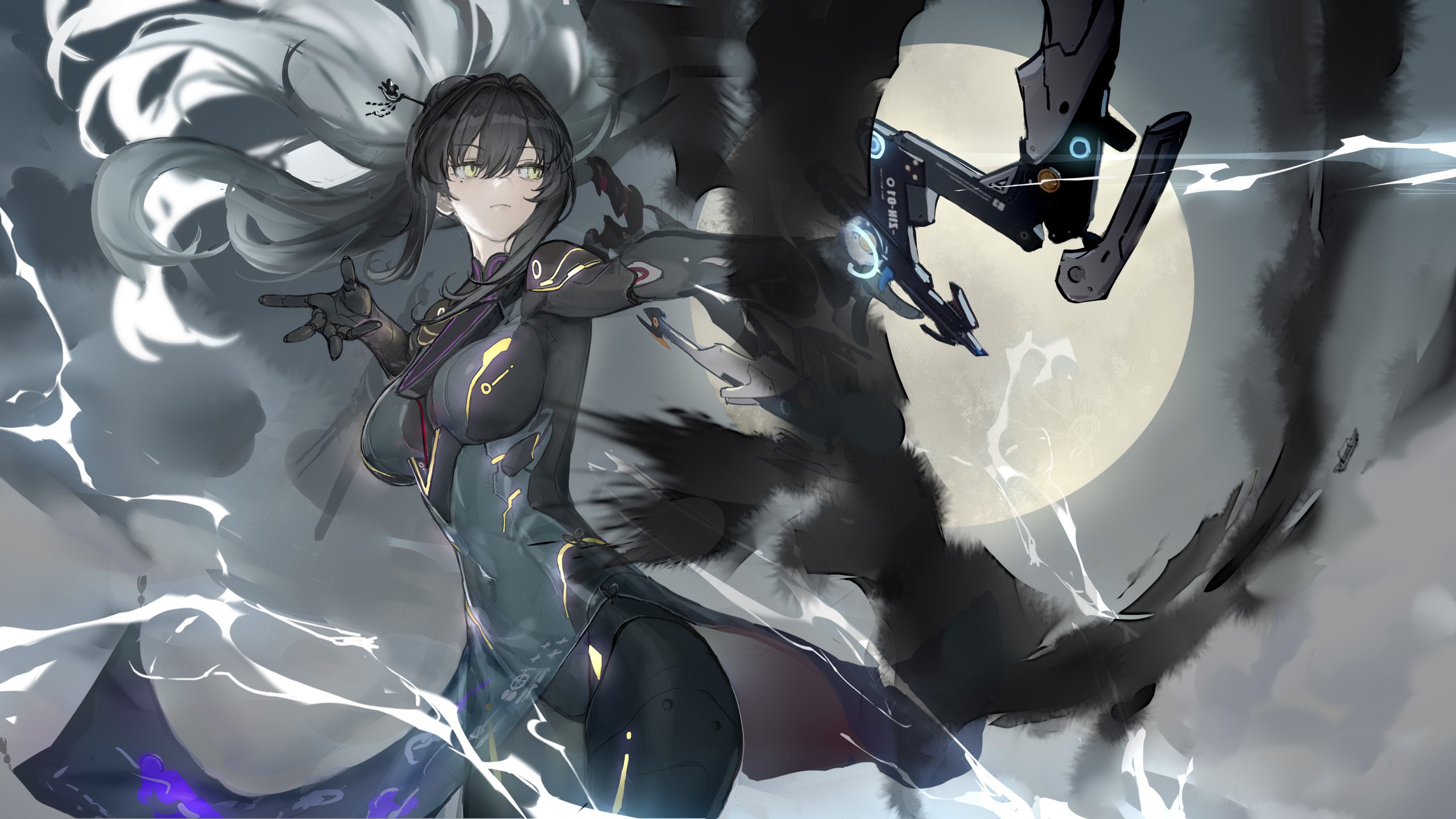 二次元 弓箭 雷电 月亮 魔法