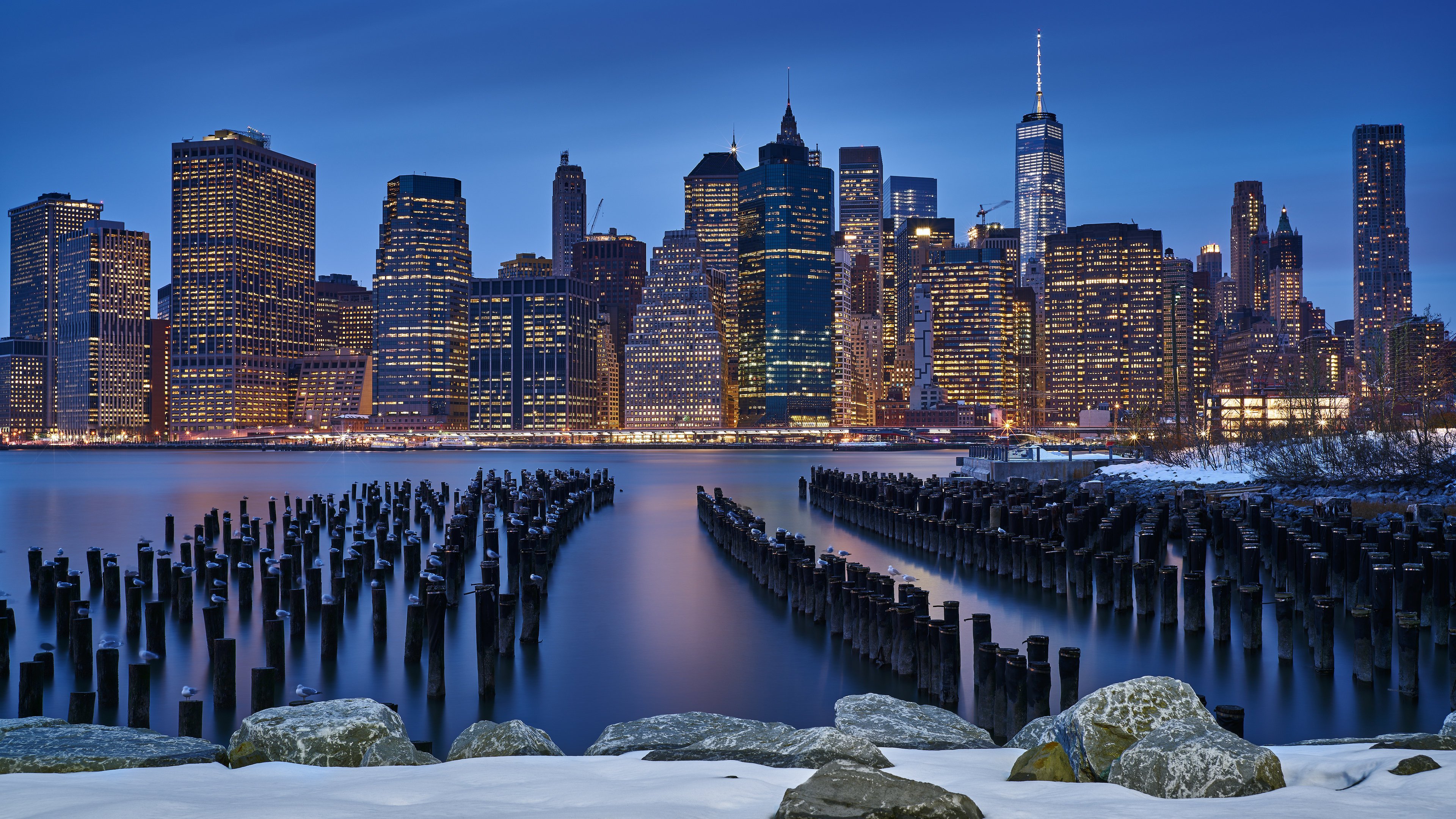 城市夜景 纽约 海岸 璀璨