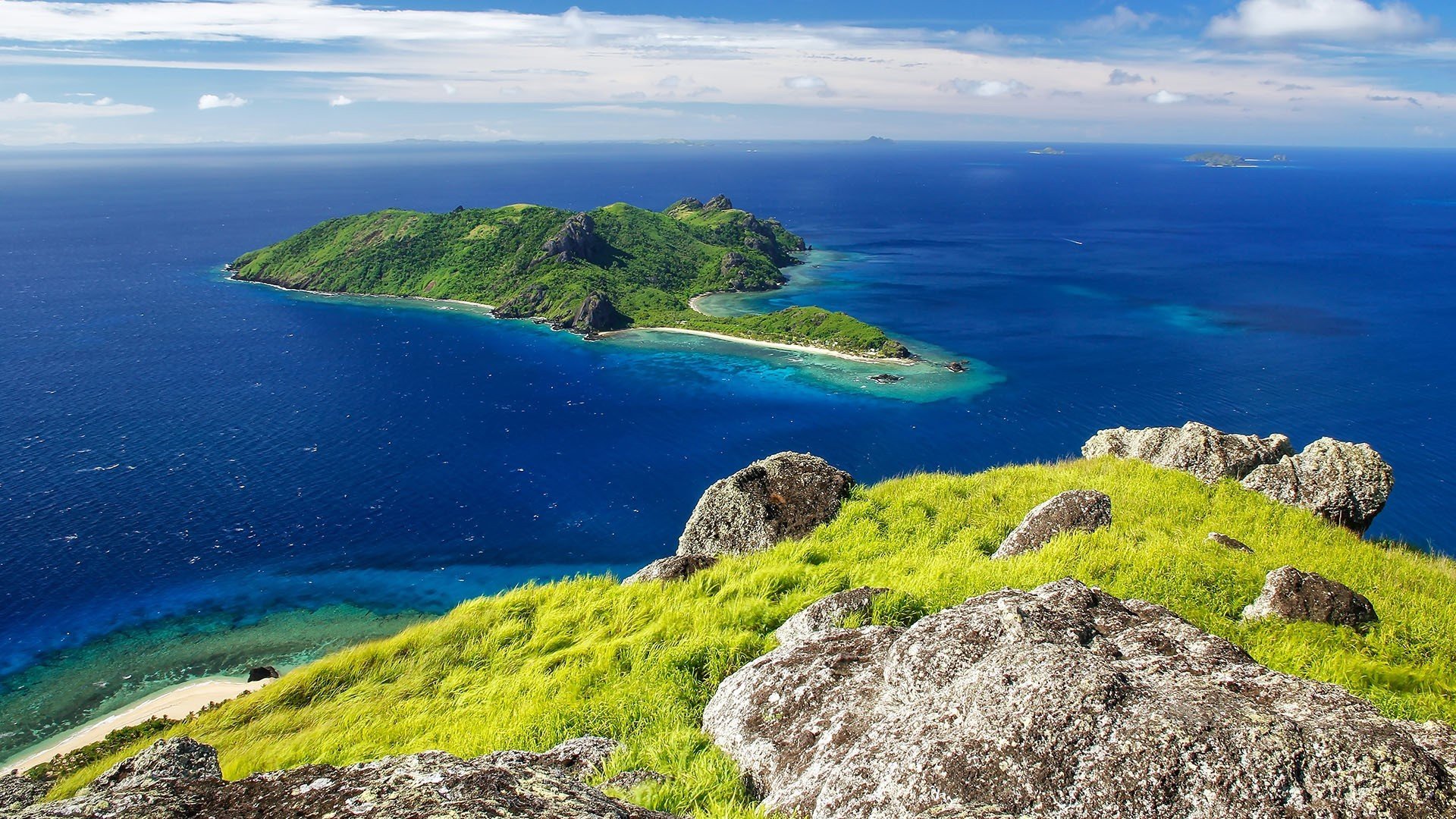 海洋天堂 小岛 蓝天