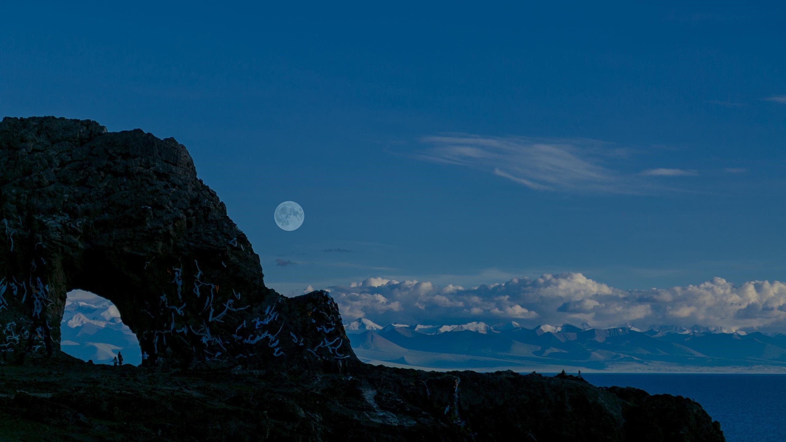 自然风光 圣象天门 月亮 雪山
