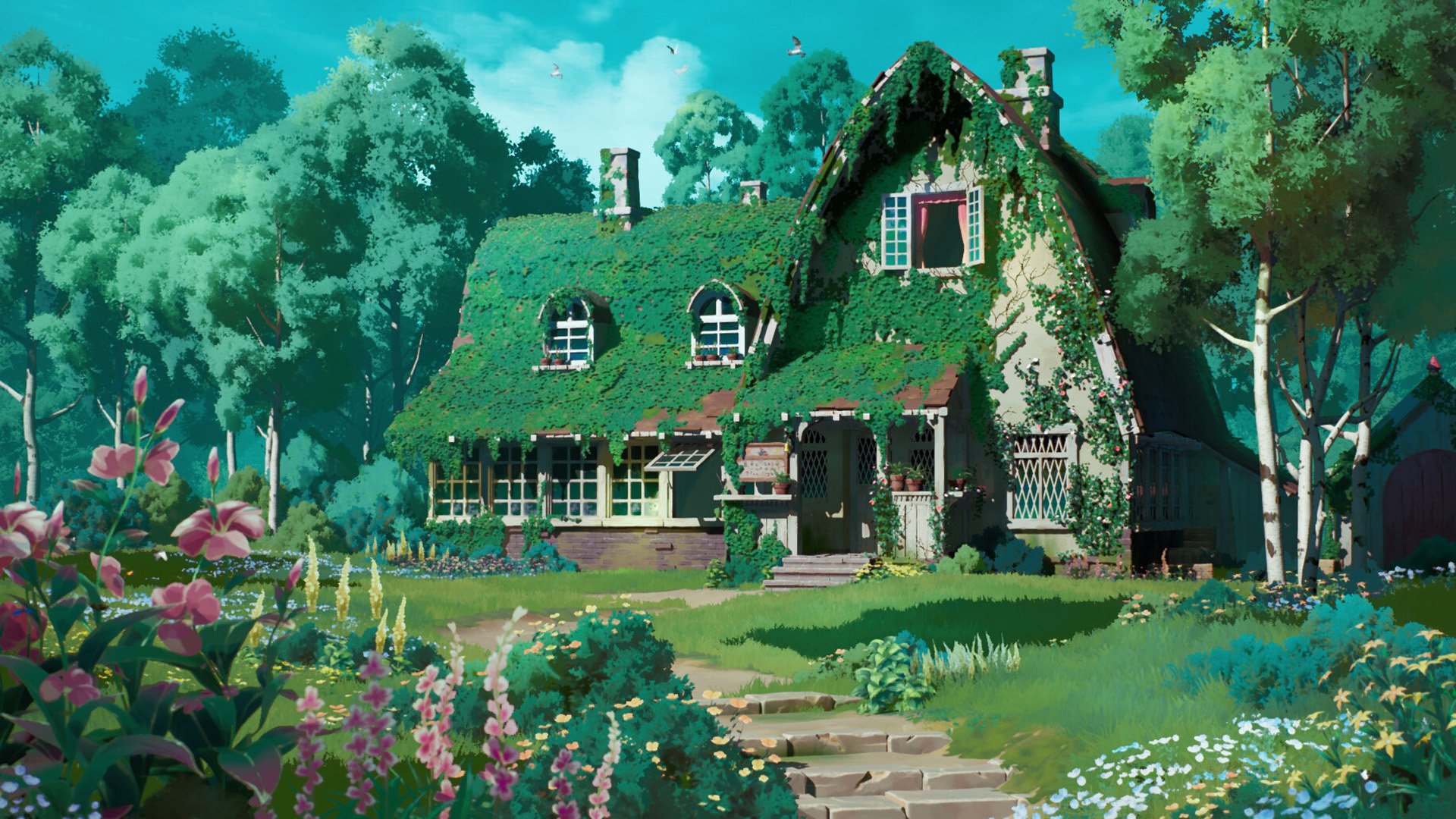 童话屋 花园 草地 碧绿