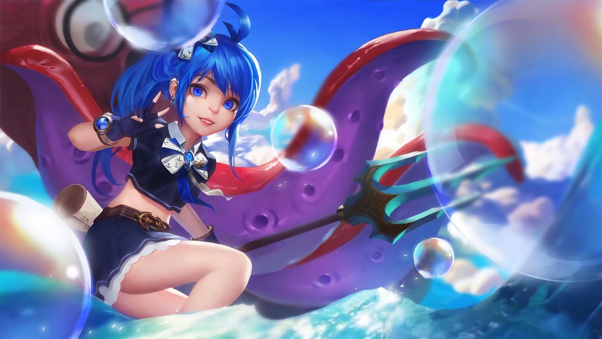 少女 萝莉 章鱼 气泡