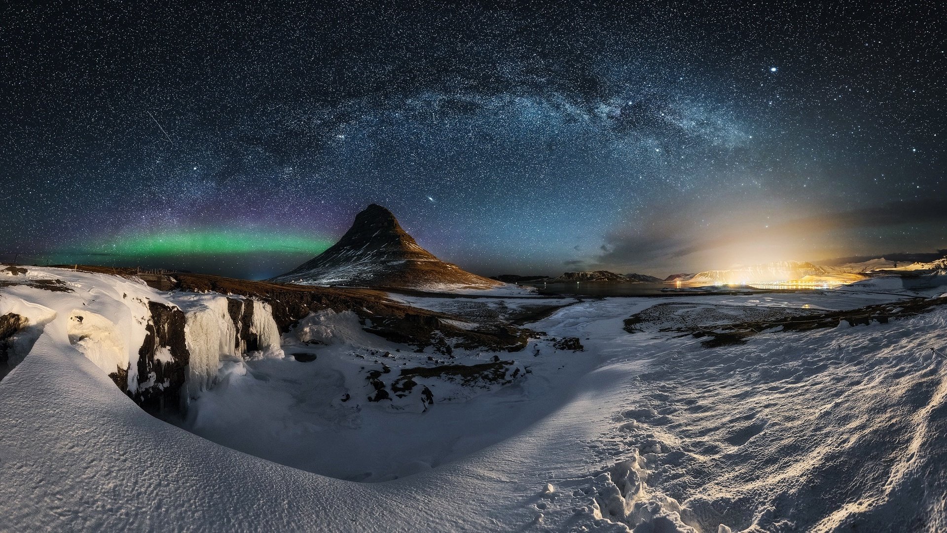 自然风光 雪山 极地 星空 夜空 银河