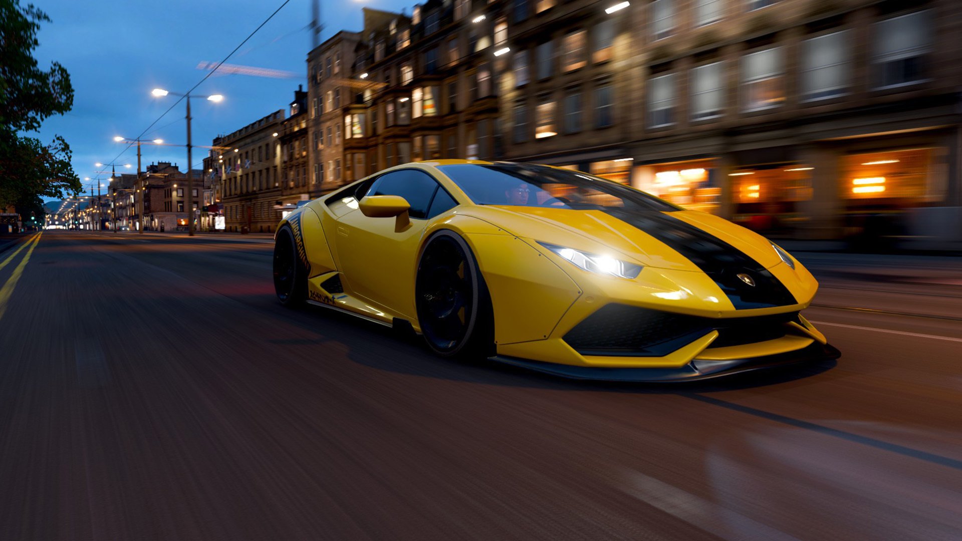 兰博基尼 城市夜景 街道 跑车