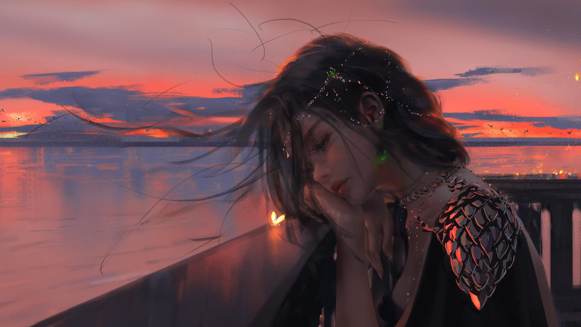 鬼刀 风铃公主 晚霞 夕阳 微风