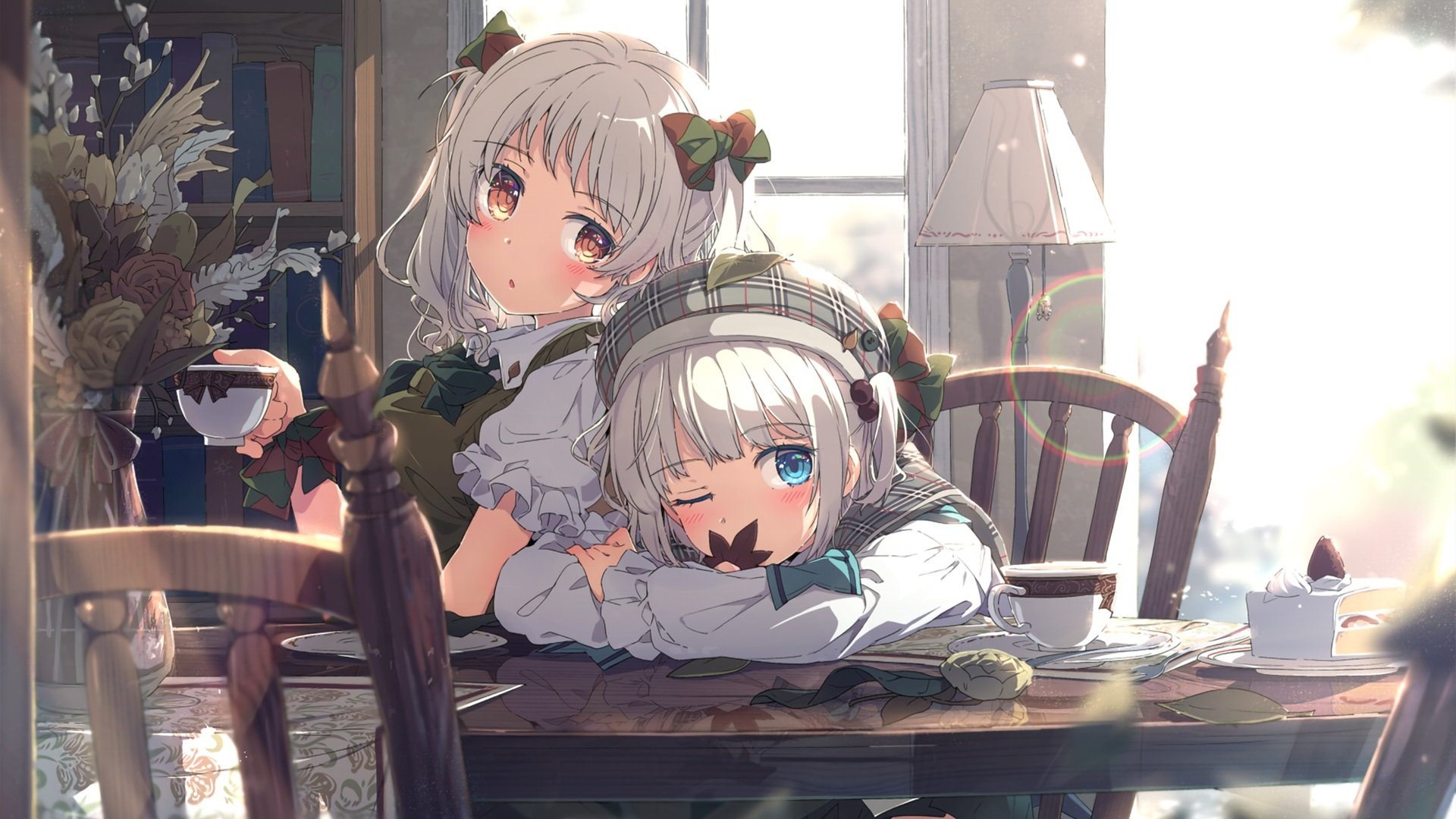卡通人物 二次元 姐妹 下午茶
