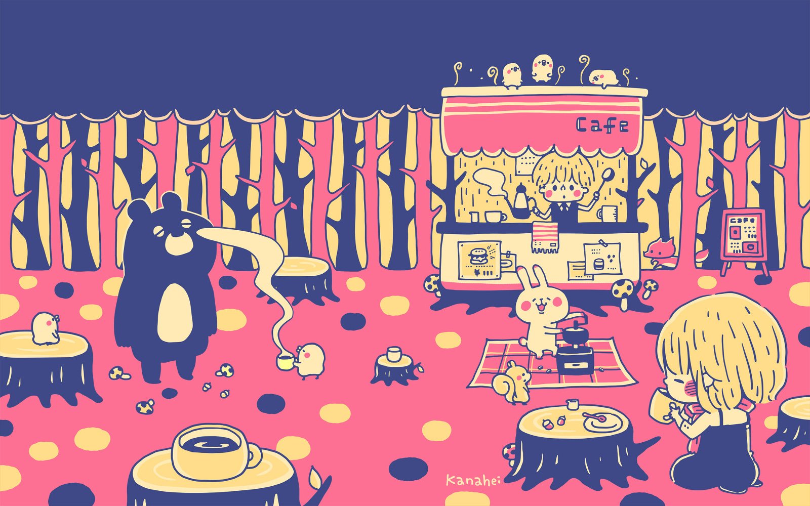 动漫 手绘 可爱 场景 女孩