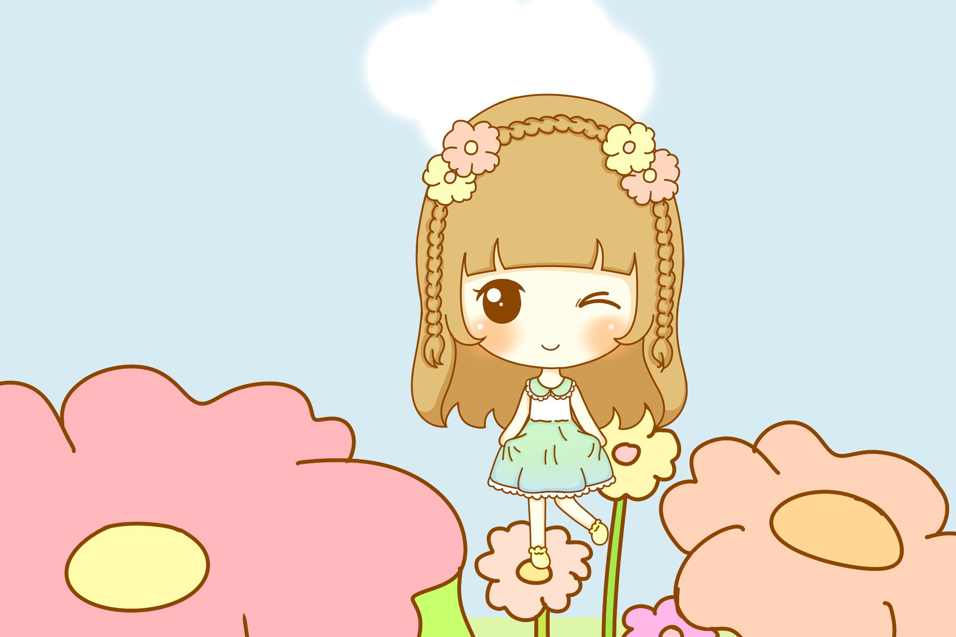 鬼鬼 鬼小妞 可爱 手绘 卡通 女孩 清新