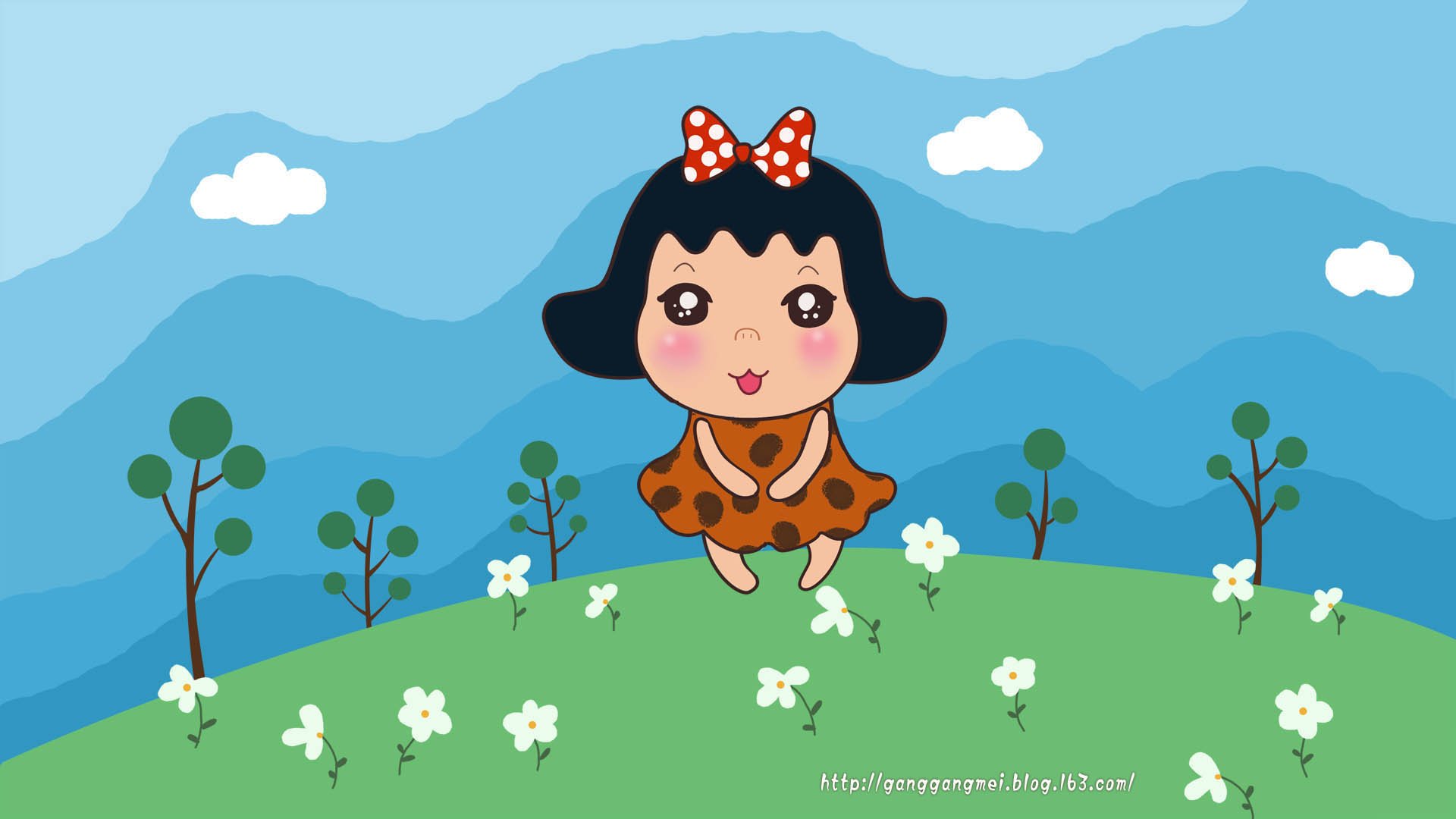 卡通 手绘 女孩 岗岗妹