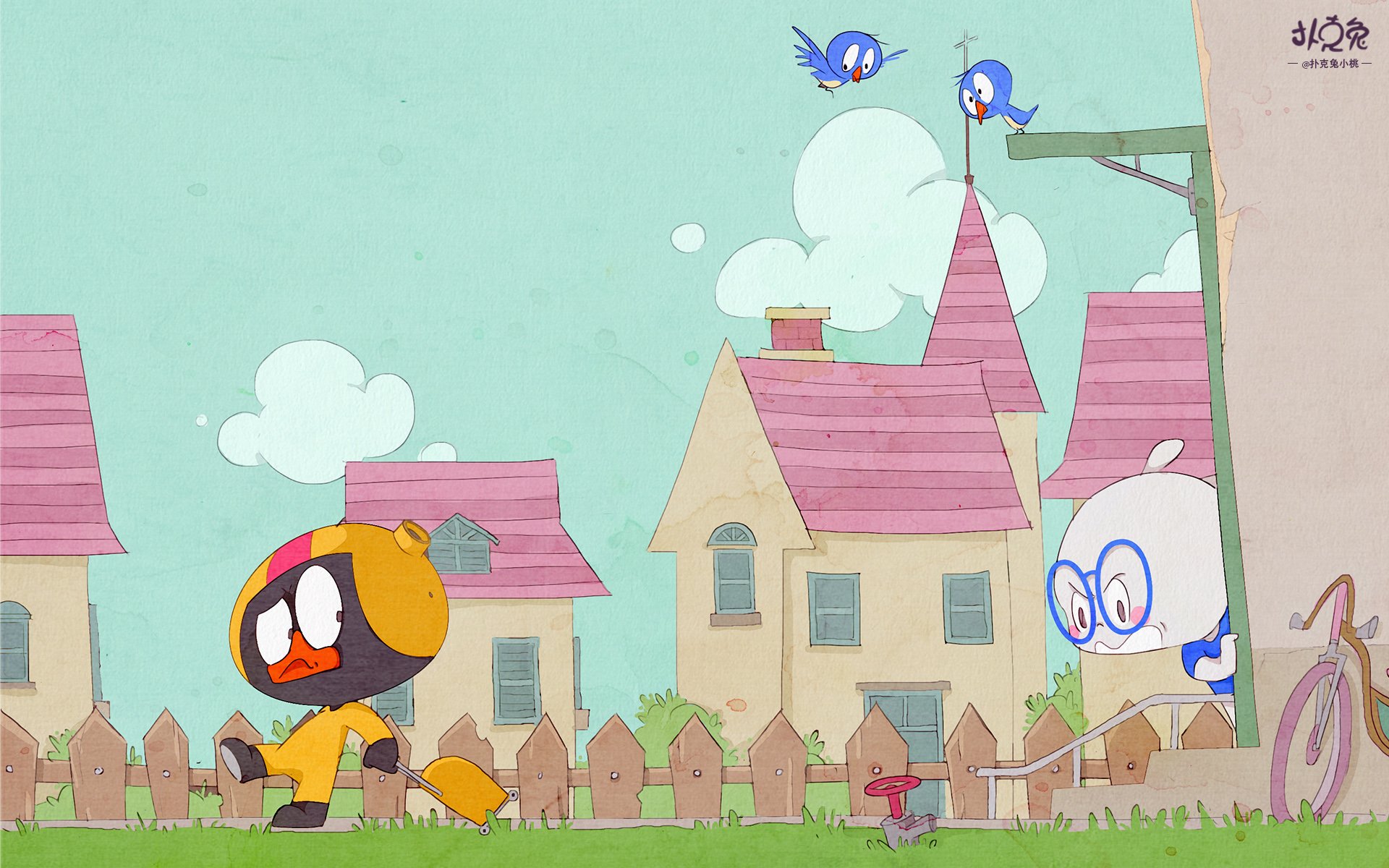 卡通 手绘 扑克兔