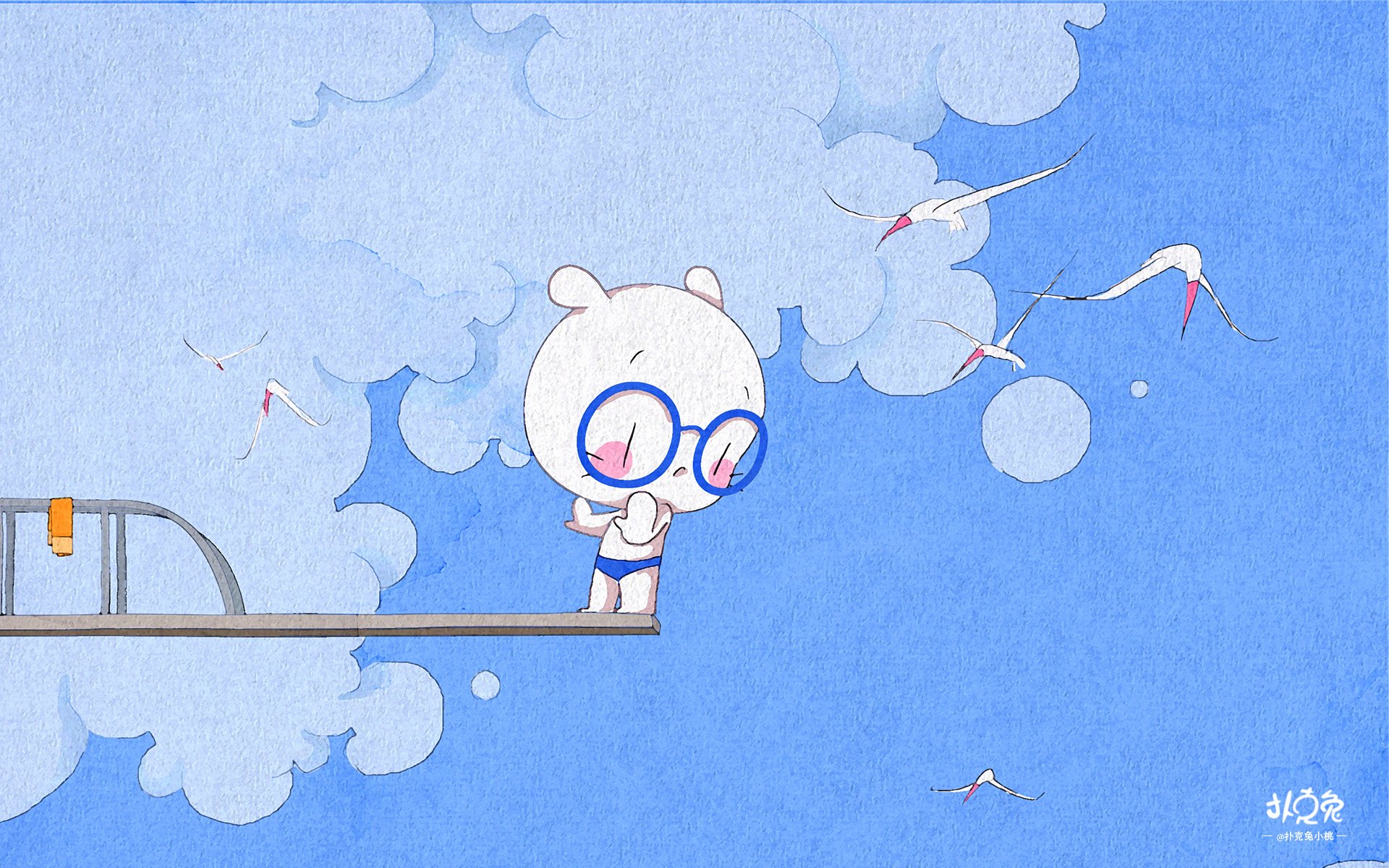 卡通 手绘 扑克兔