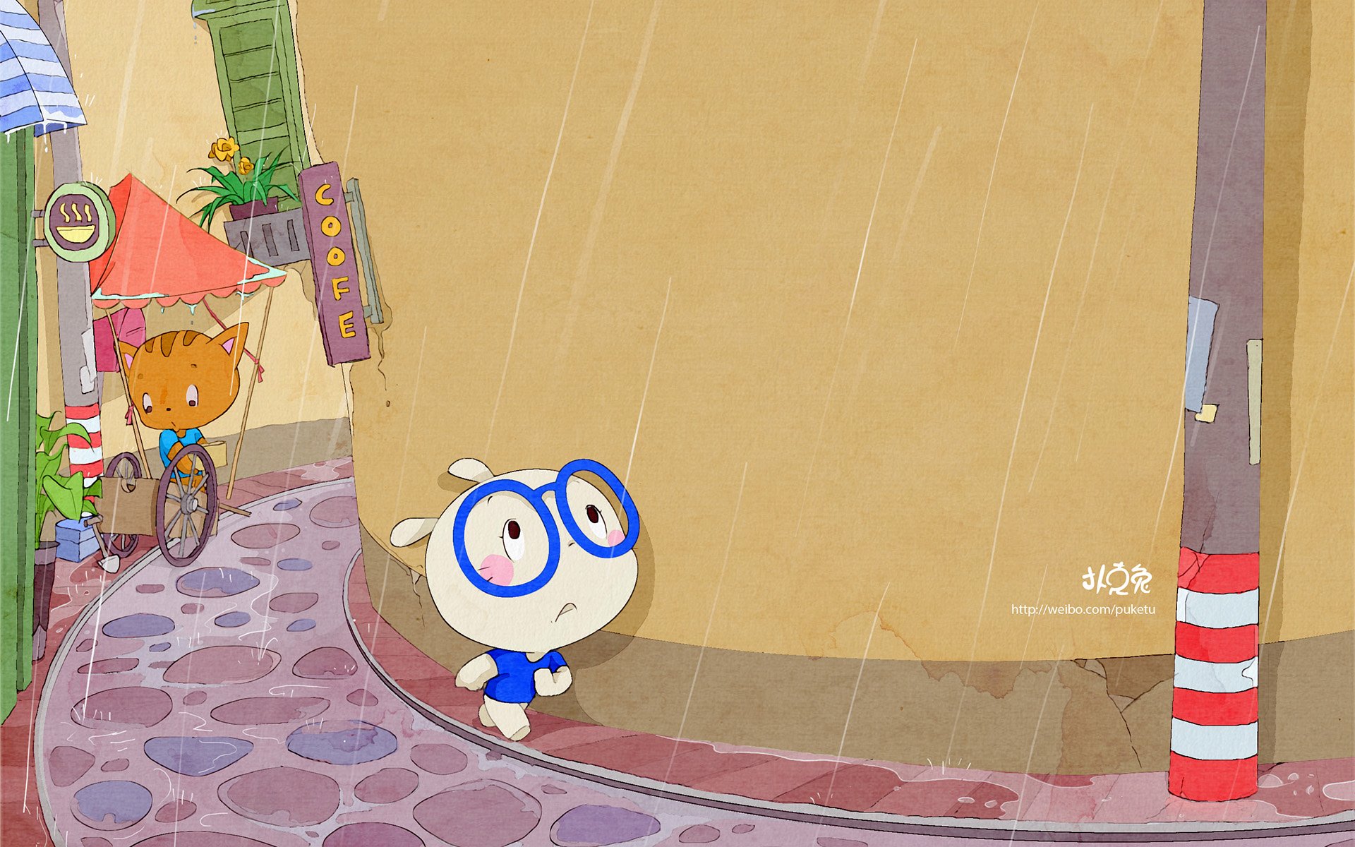 卡通 手绘 扑克兔