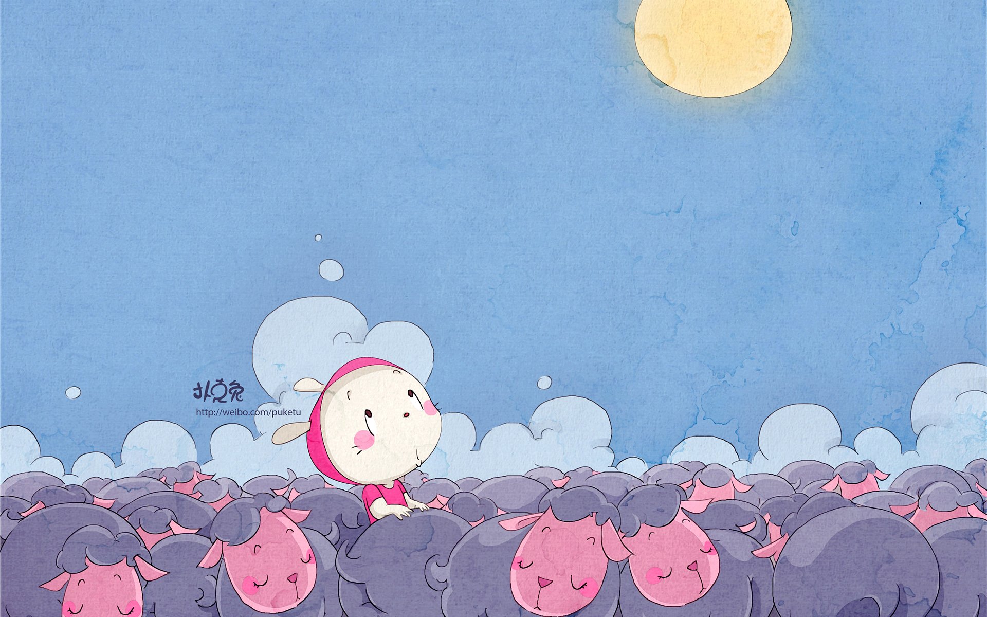 卡通 手绘 扑克兔