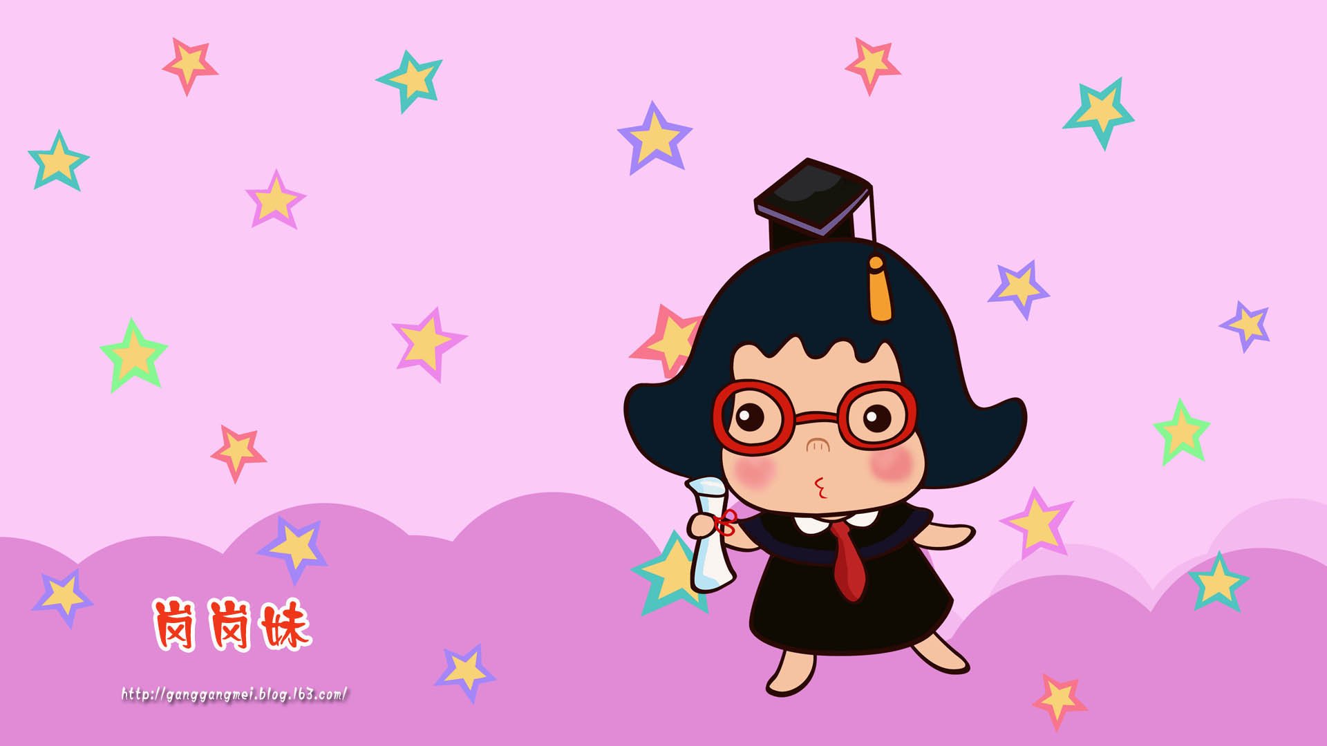 卡通 手绘 女孩 岗岗妹