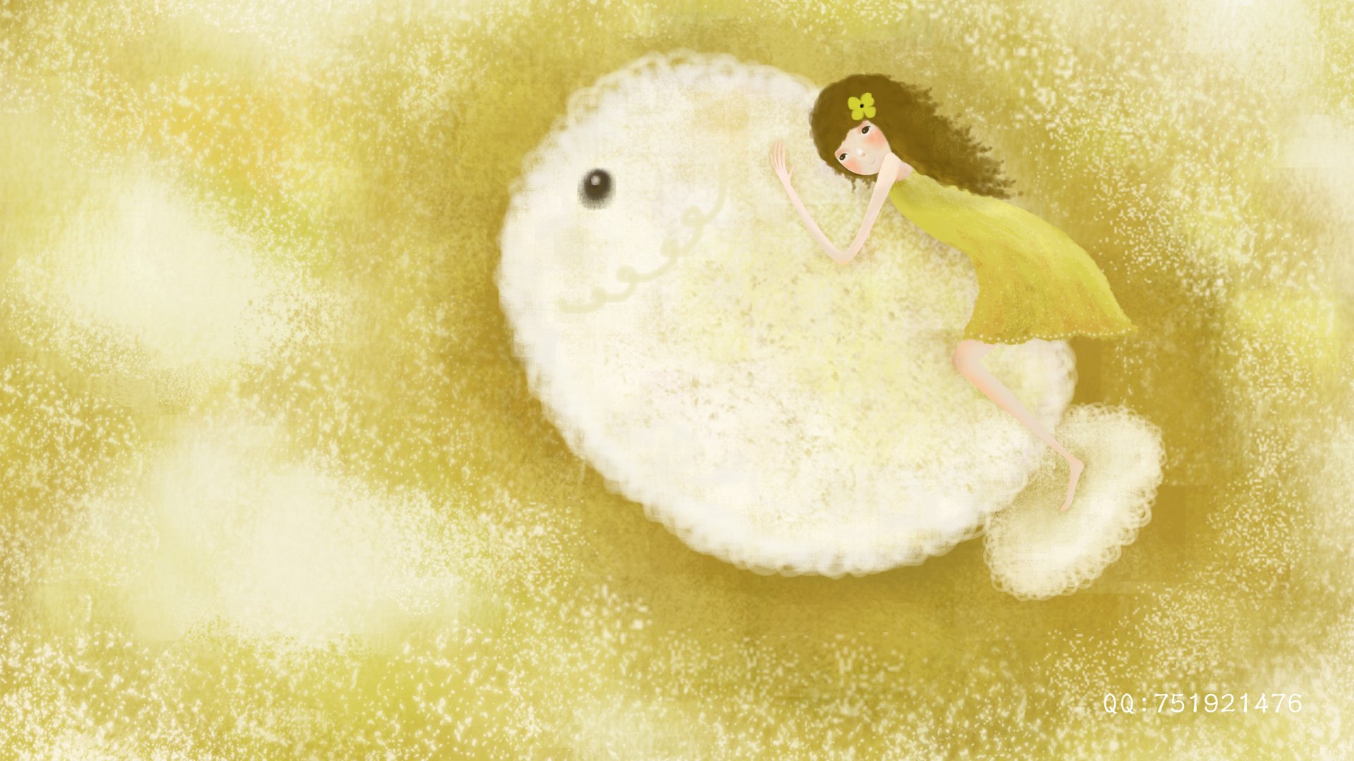 梦里飞插画 女孩 梦幻