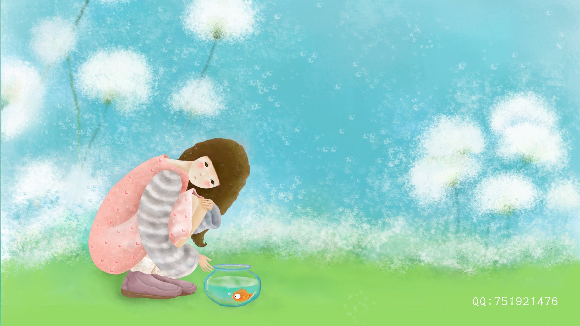 梦里飞插画 女孩 梦幻