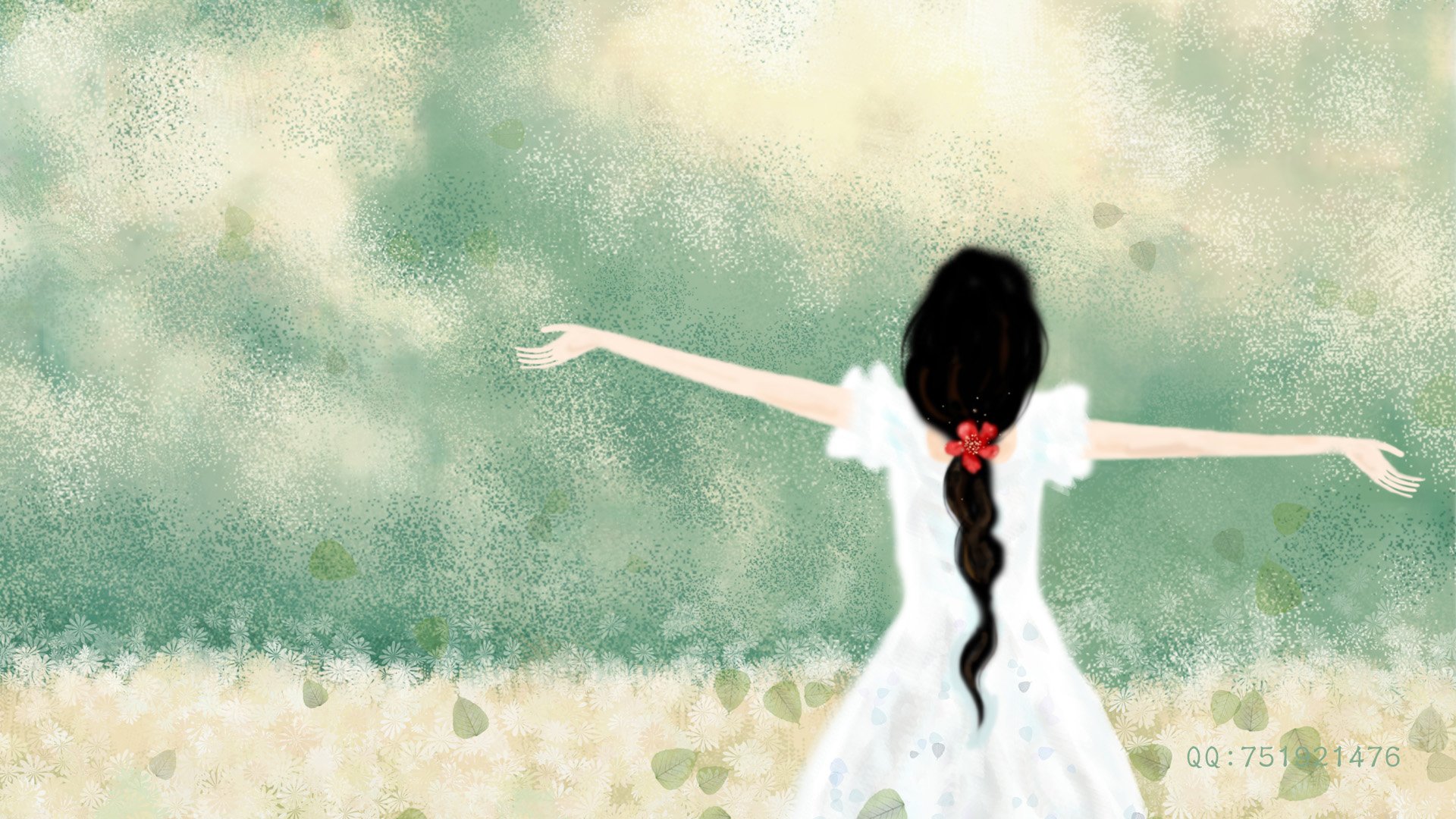 梦里飞插画 女孩 梦幻