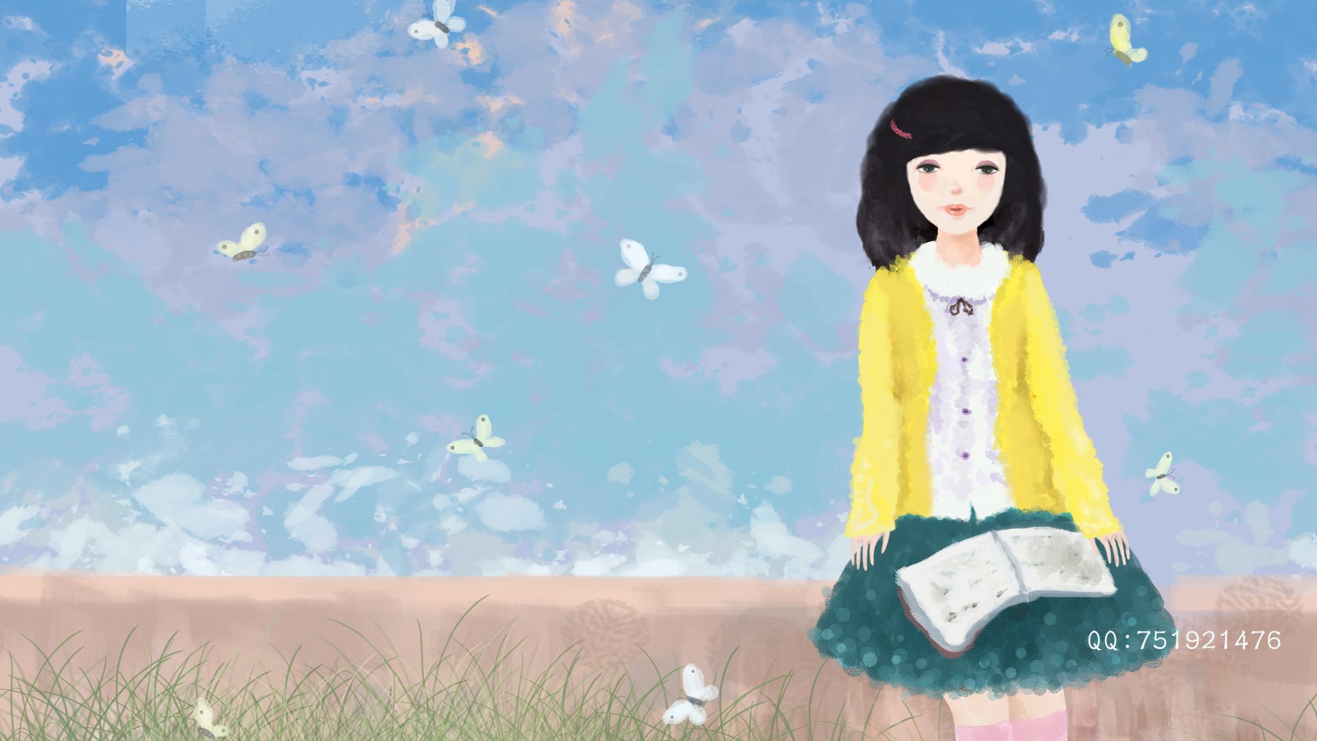 梦里飞插画 女孩 梦幻