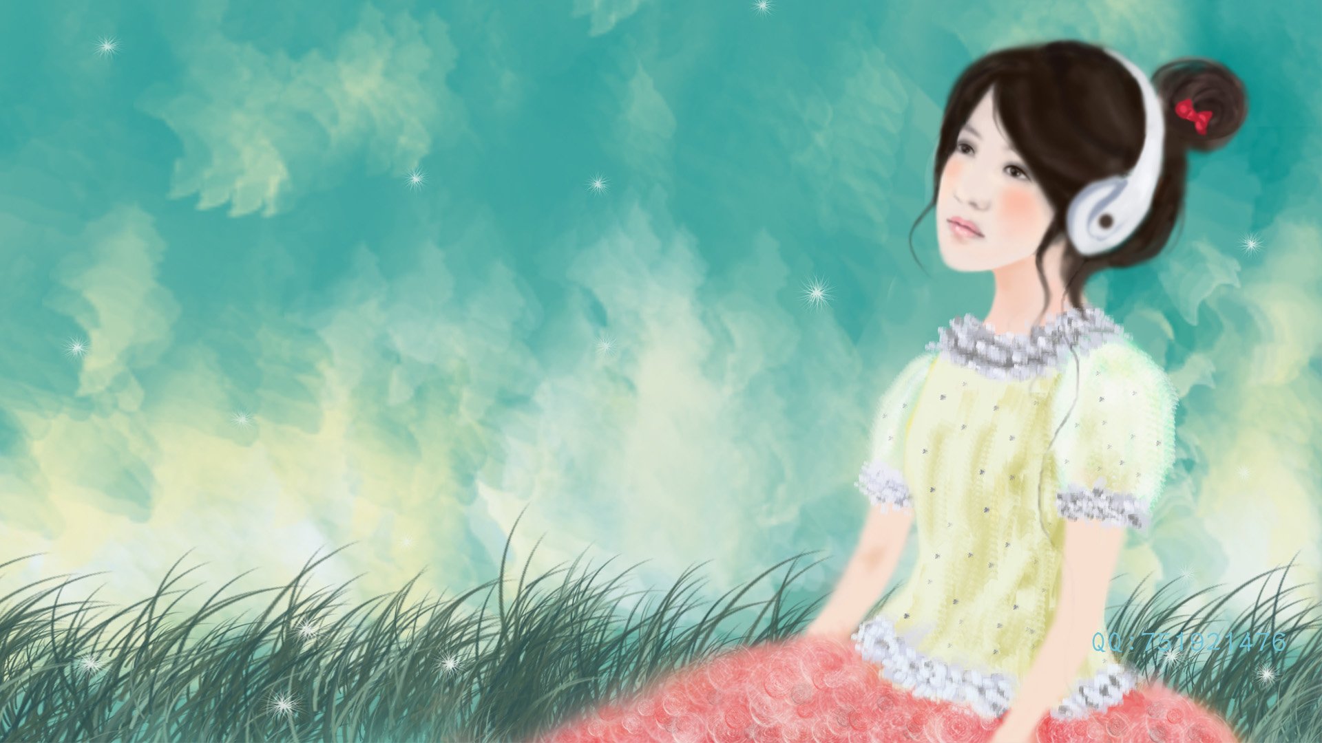 梦里飞插画 女孩 梦幻