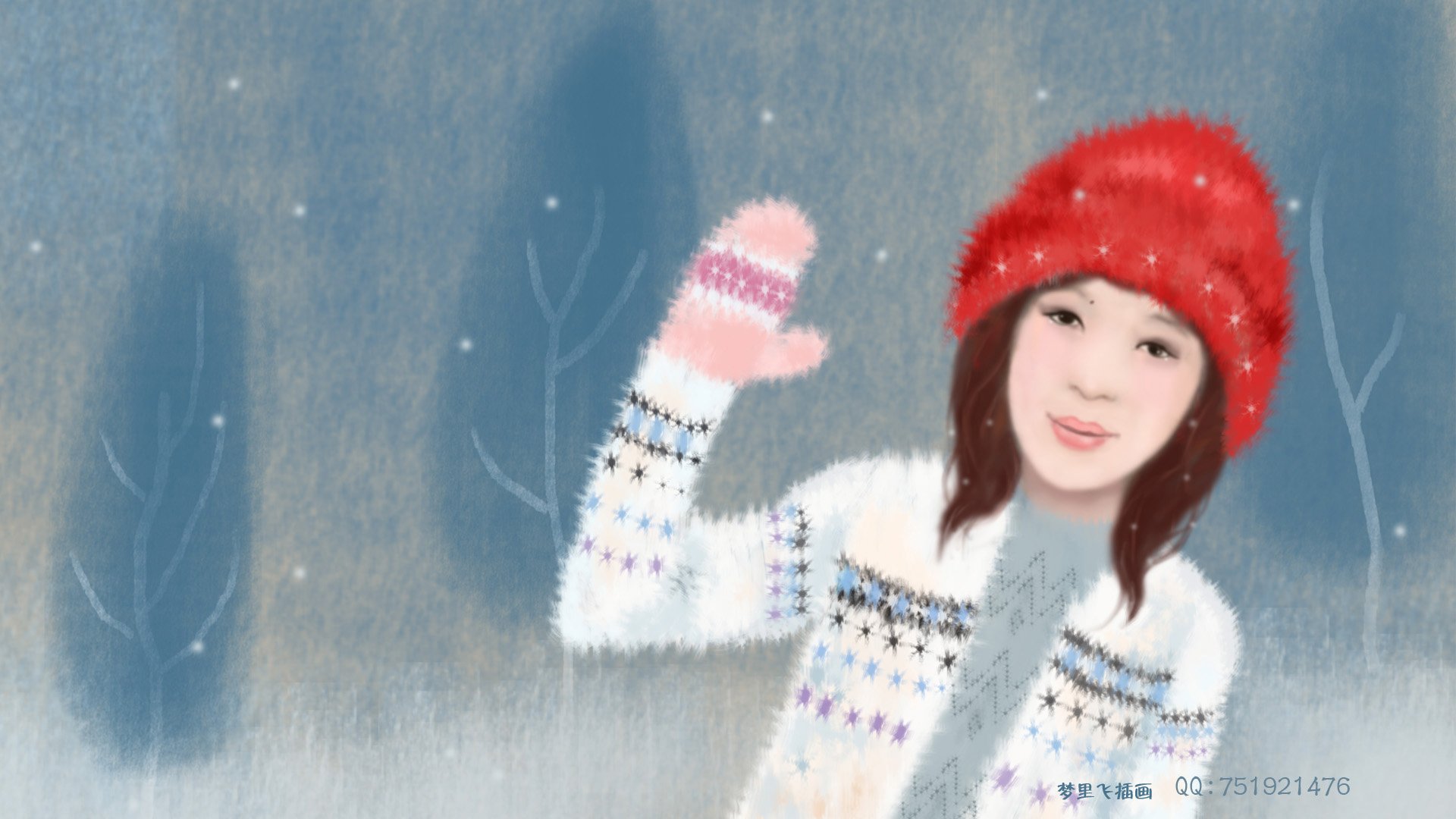 梦里飞插画 女孩 梦幻