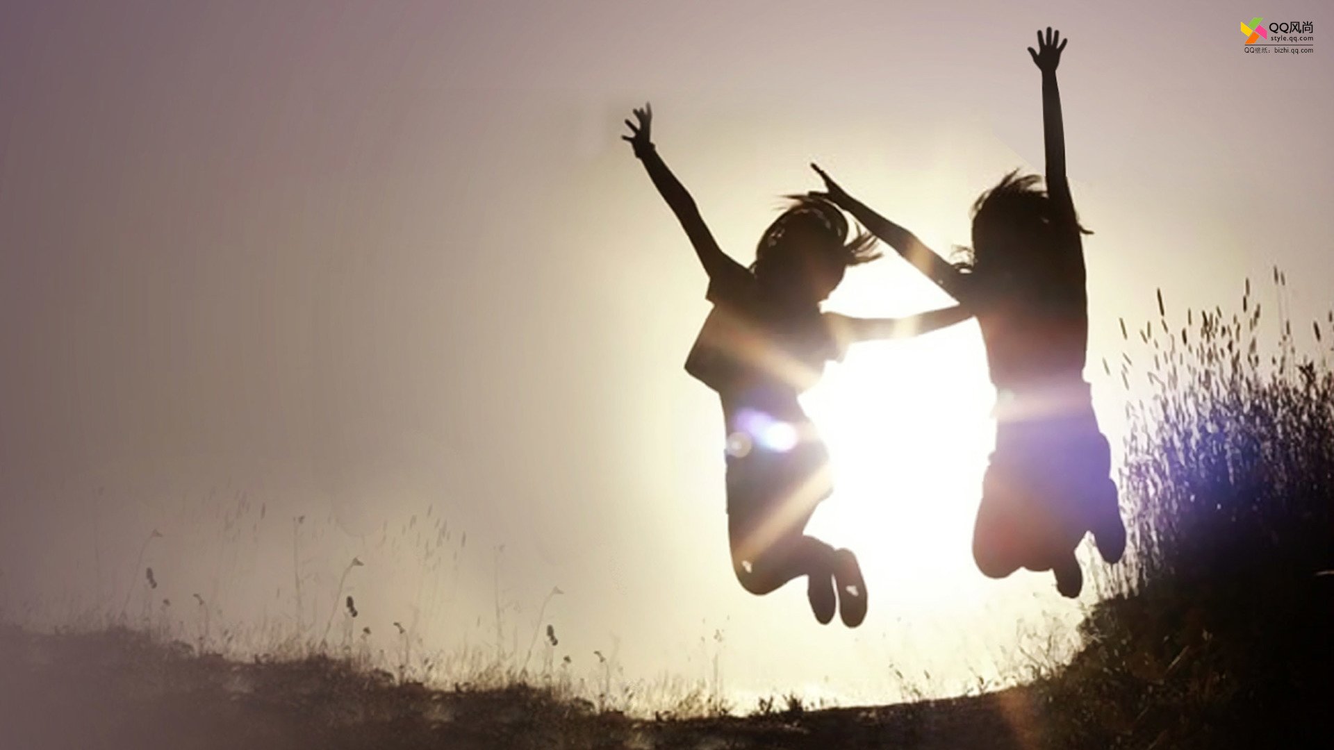 小清新 唯美 青春 美女 影子 夕阳 背影