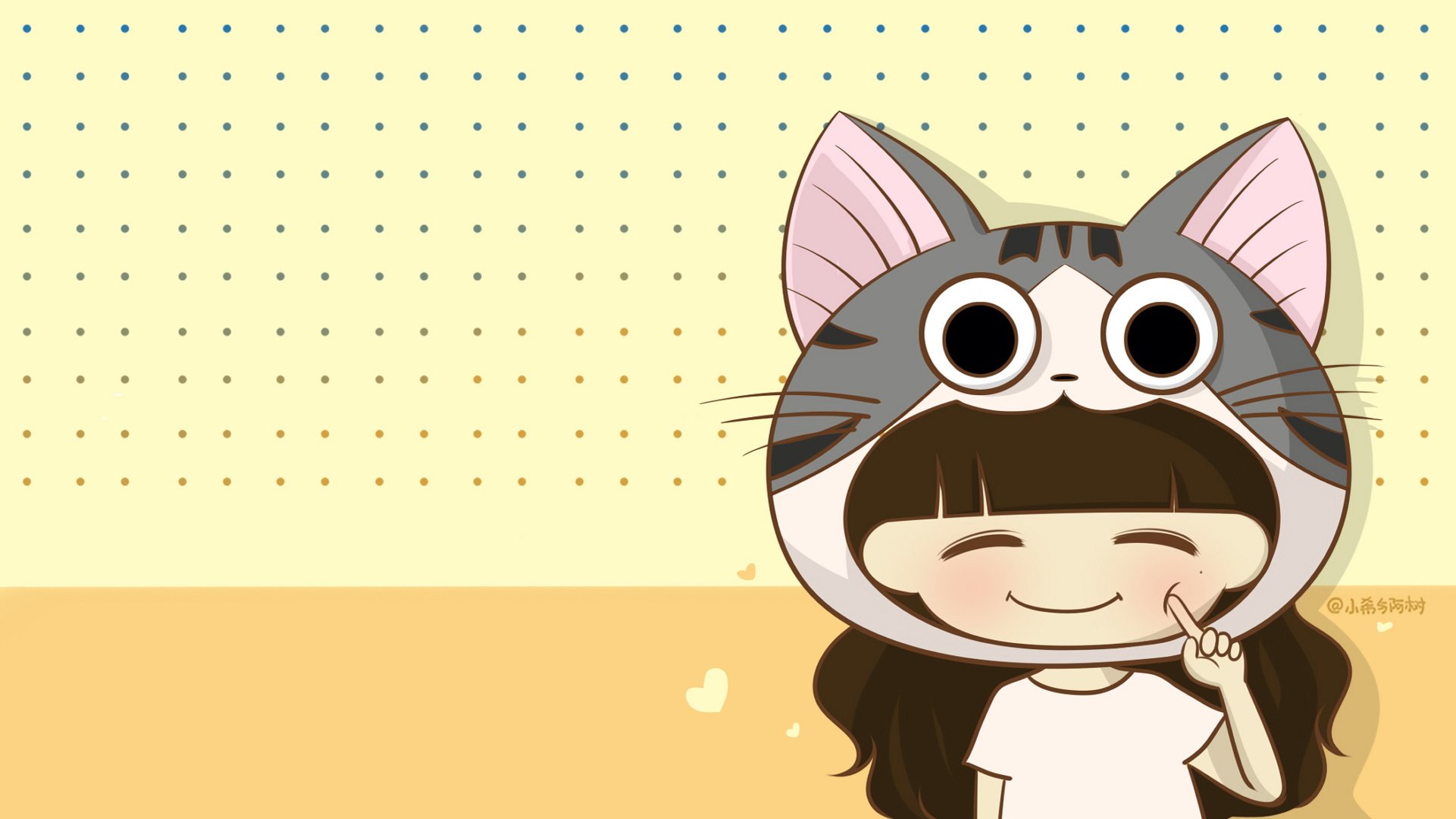 小希和阿树 卡通 手绘 可爱  爱情