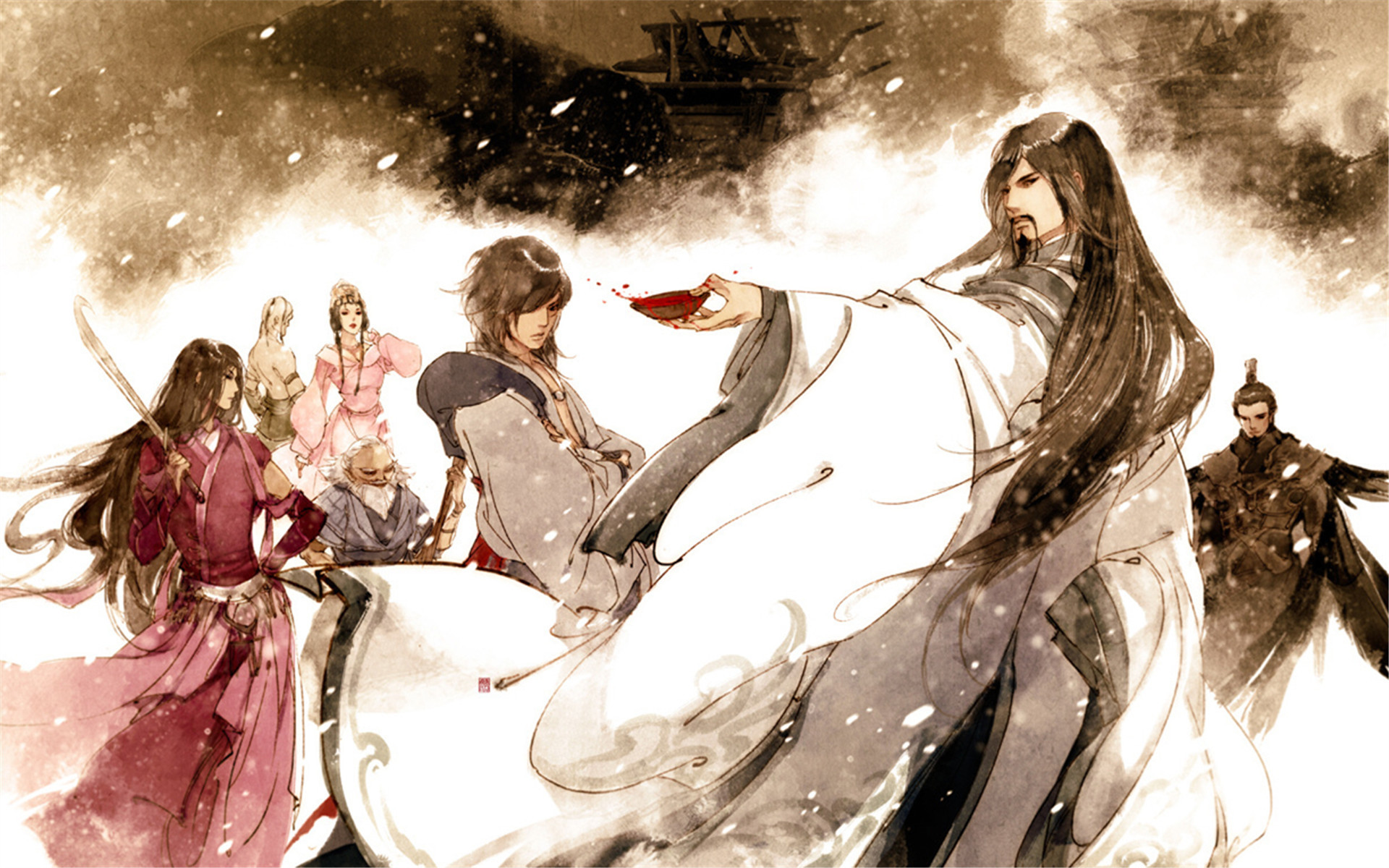 炫酷时尚 古风 耽美 手绘 水墨风