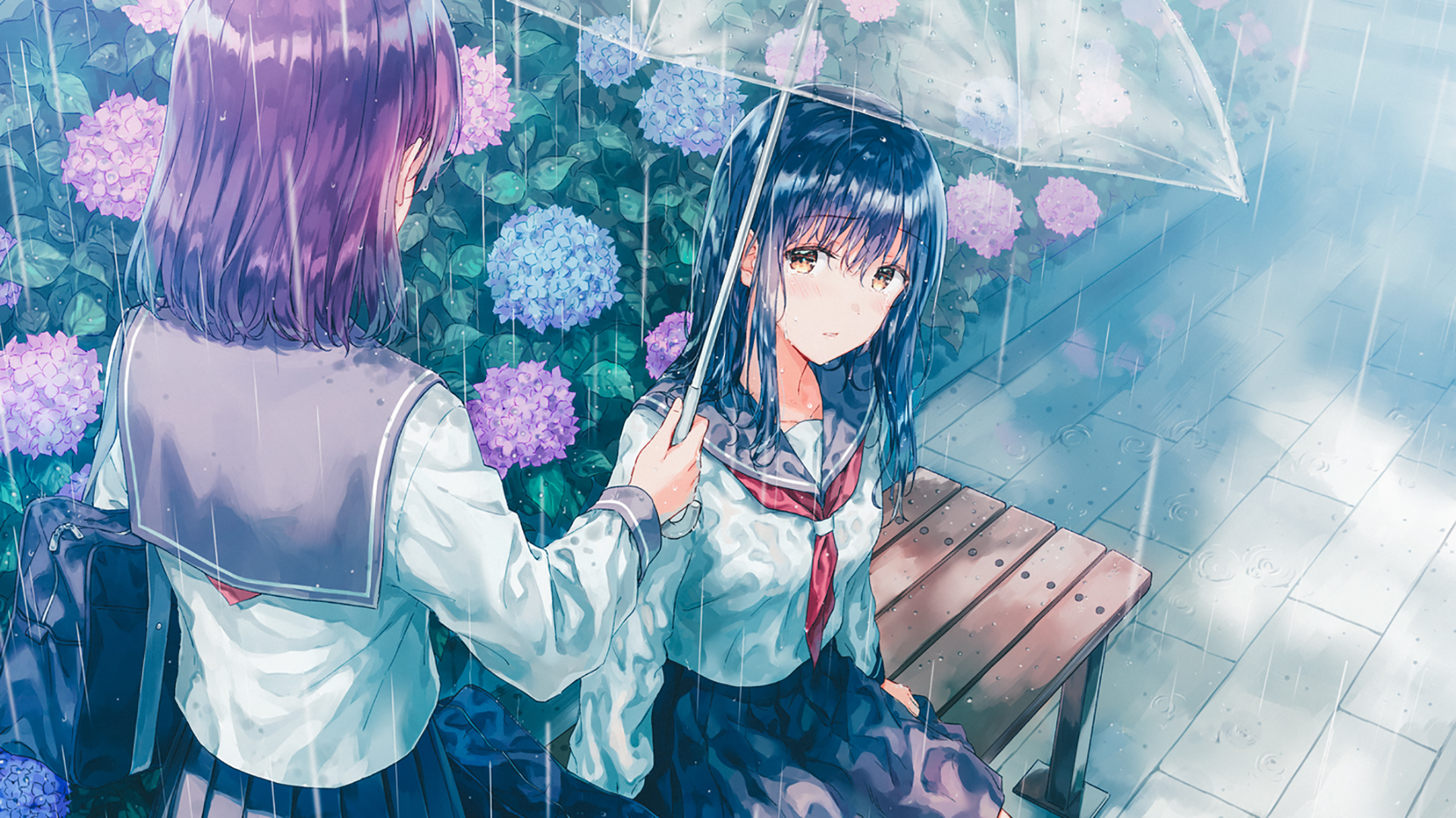 卡通人物 下雨 伞